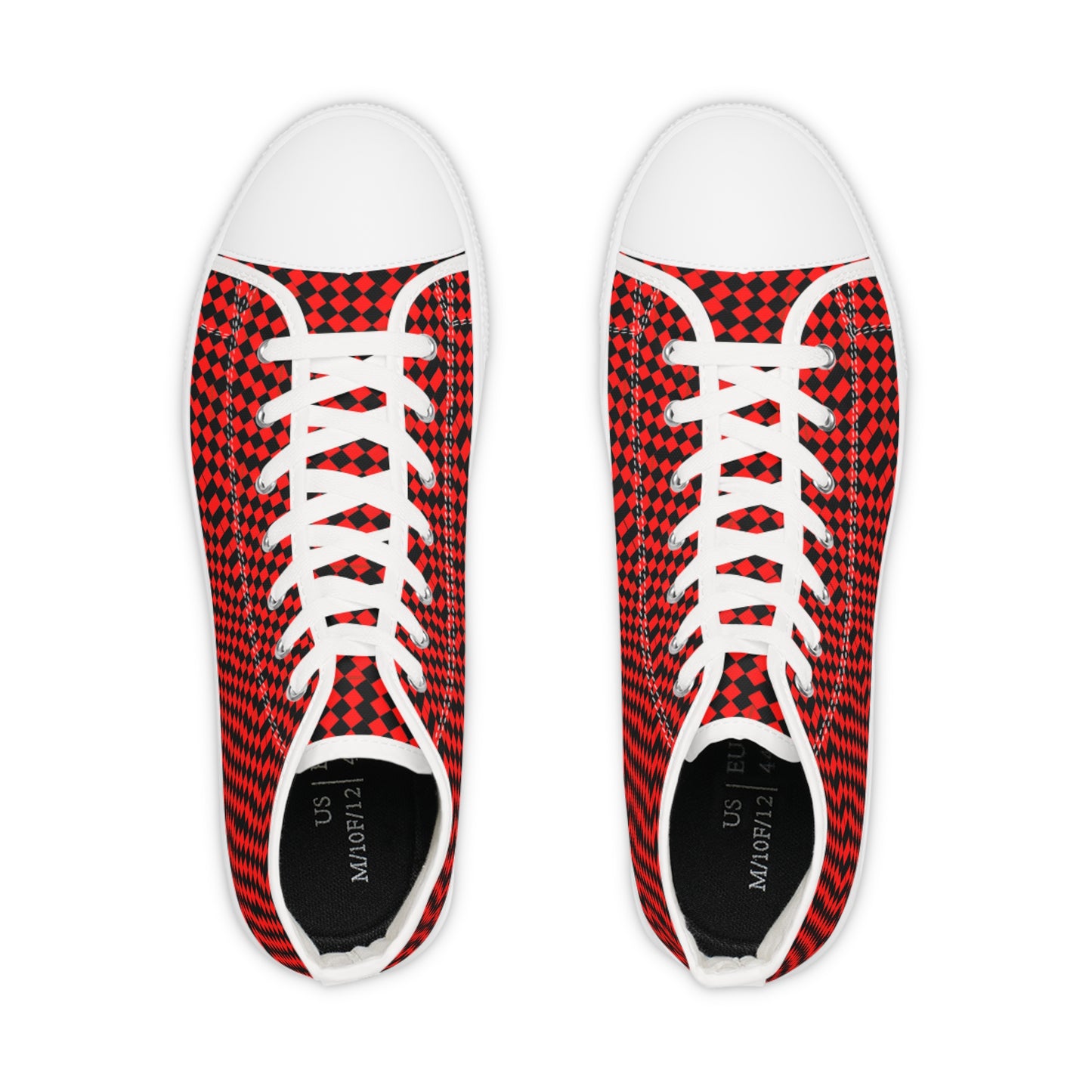 Red    and Black Checkered Men's High Top Sneakers