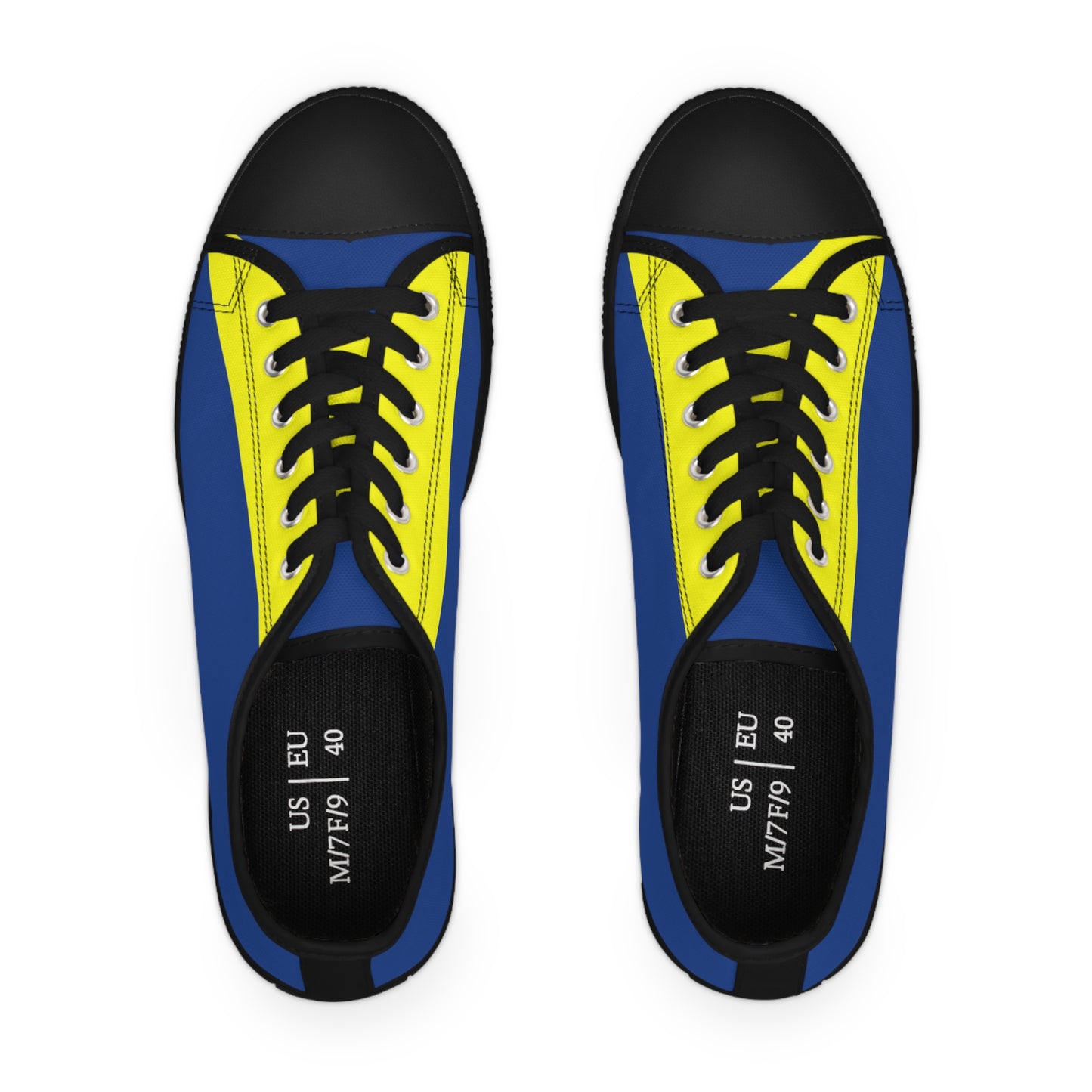 Yellow On Blue Women's Low Top Sneakers