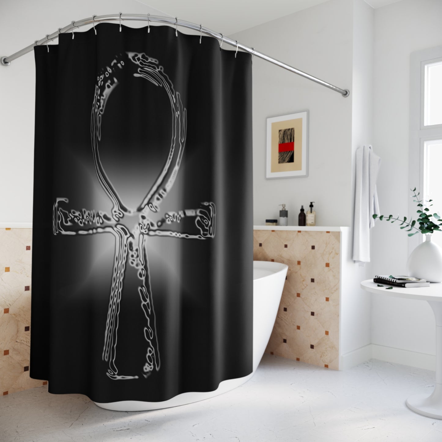 Glass ANKH (Single) Polyester Shower Curtain