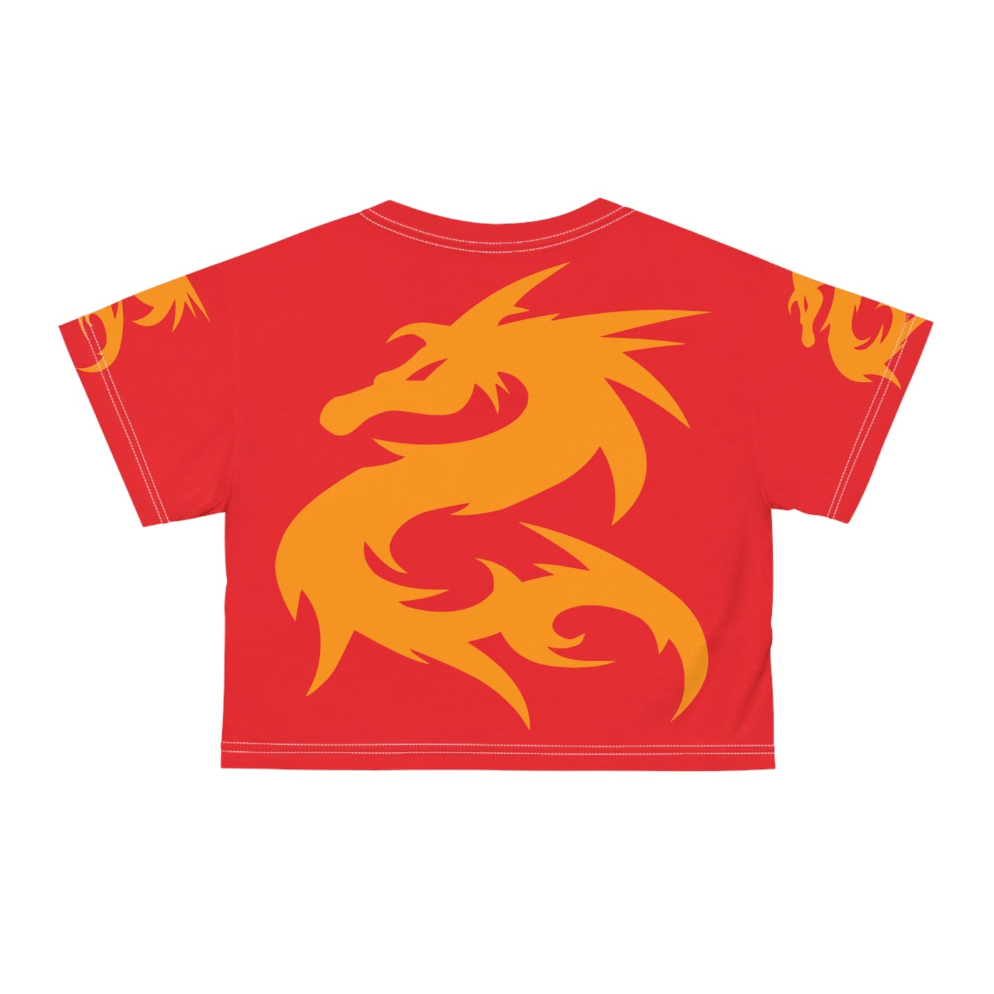 Golden Dragon on Red Crop Tee