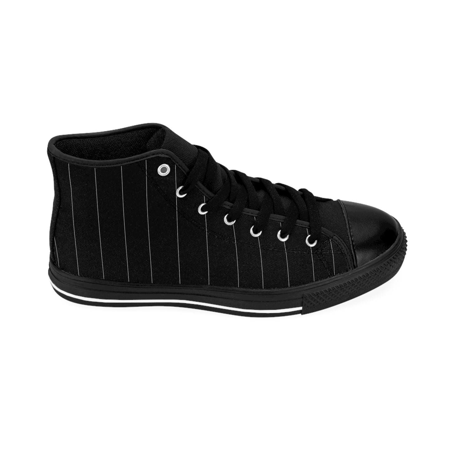 Black Pinstriped Women's Classic Sneakers