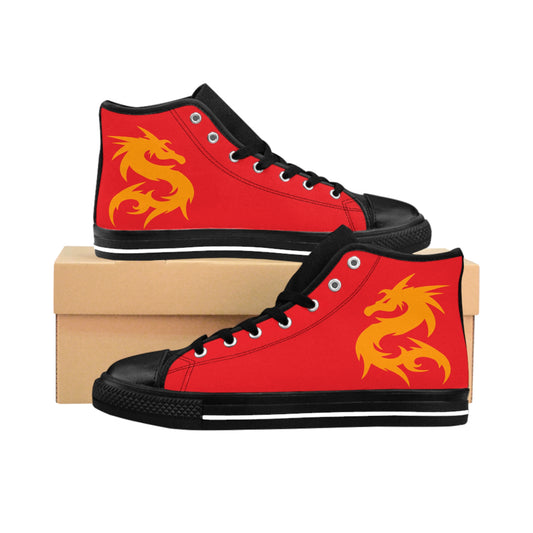 Golden Dragon On Red Women's Classic Sneakers