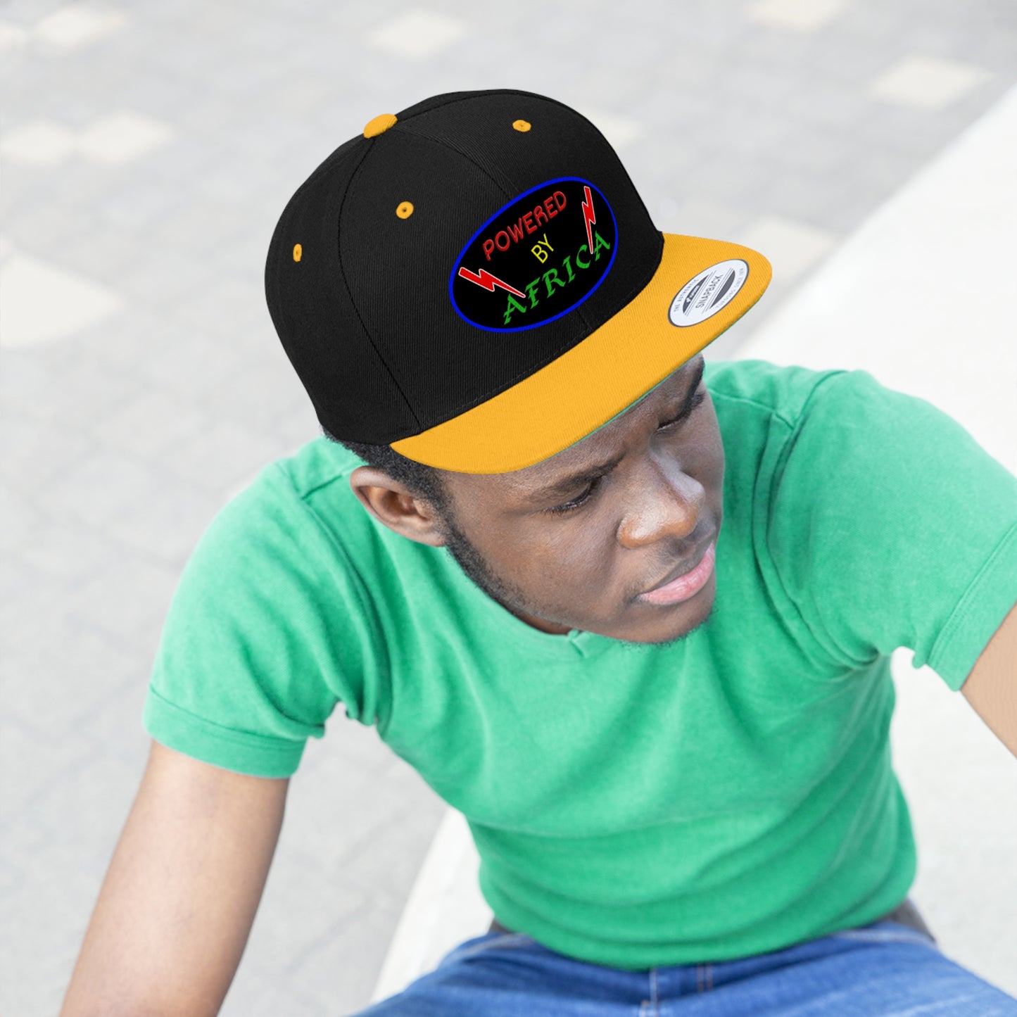 Powered By Africa (EMBROIDERED)  Unisex Flat Bill Hat