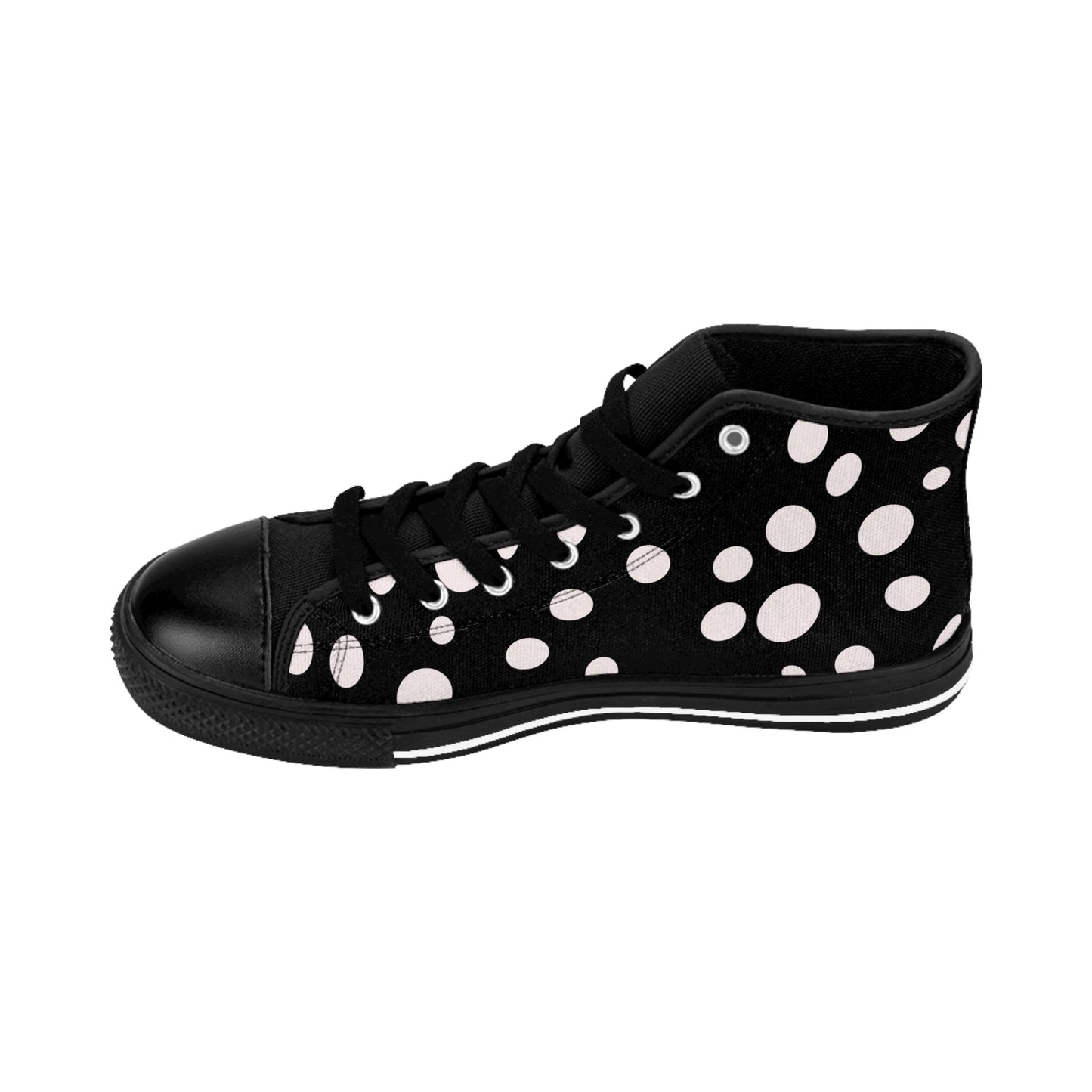 White Dots on Black Women's Classic Sneakers