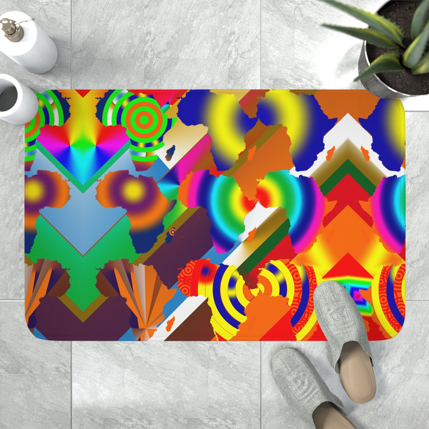 9 Africa's Collage Memory Foam Bath Mat