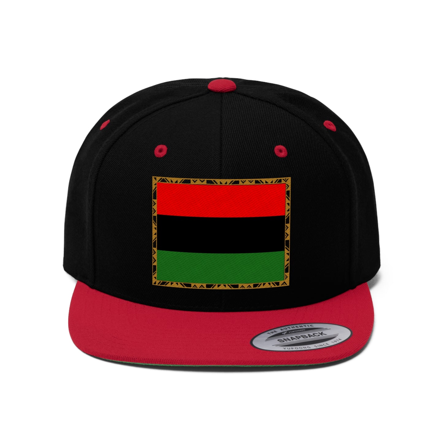 African Diaspora Flag in Gold (EMBROIDERED)  Unisex Flat Bill Hat