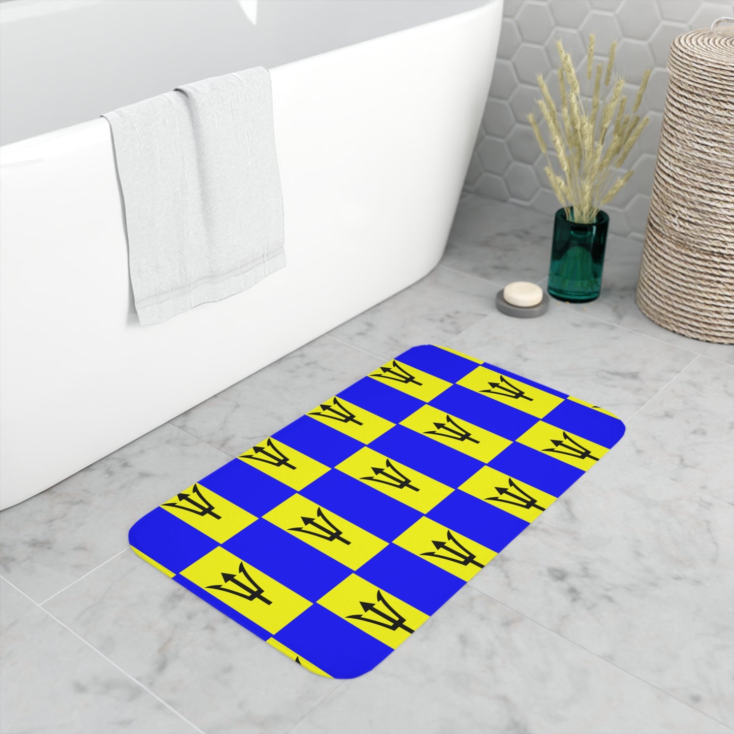 Barbados Flag Memory Foam Bath Mat