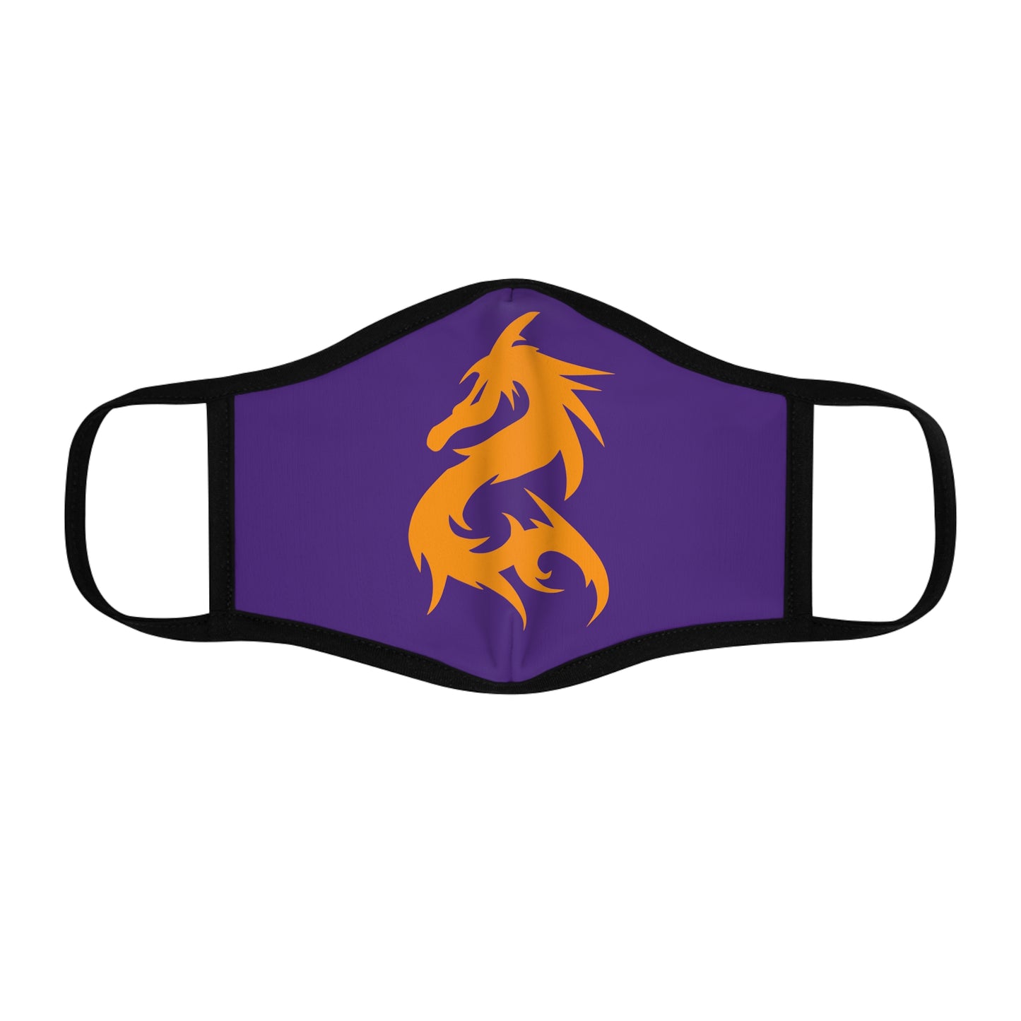 Gold Dragon on Purple Fitted Polyester Face Mask