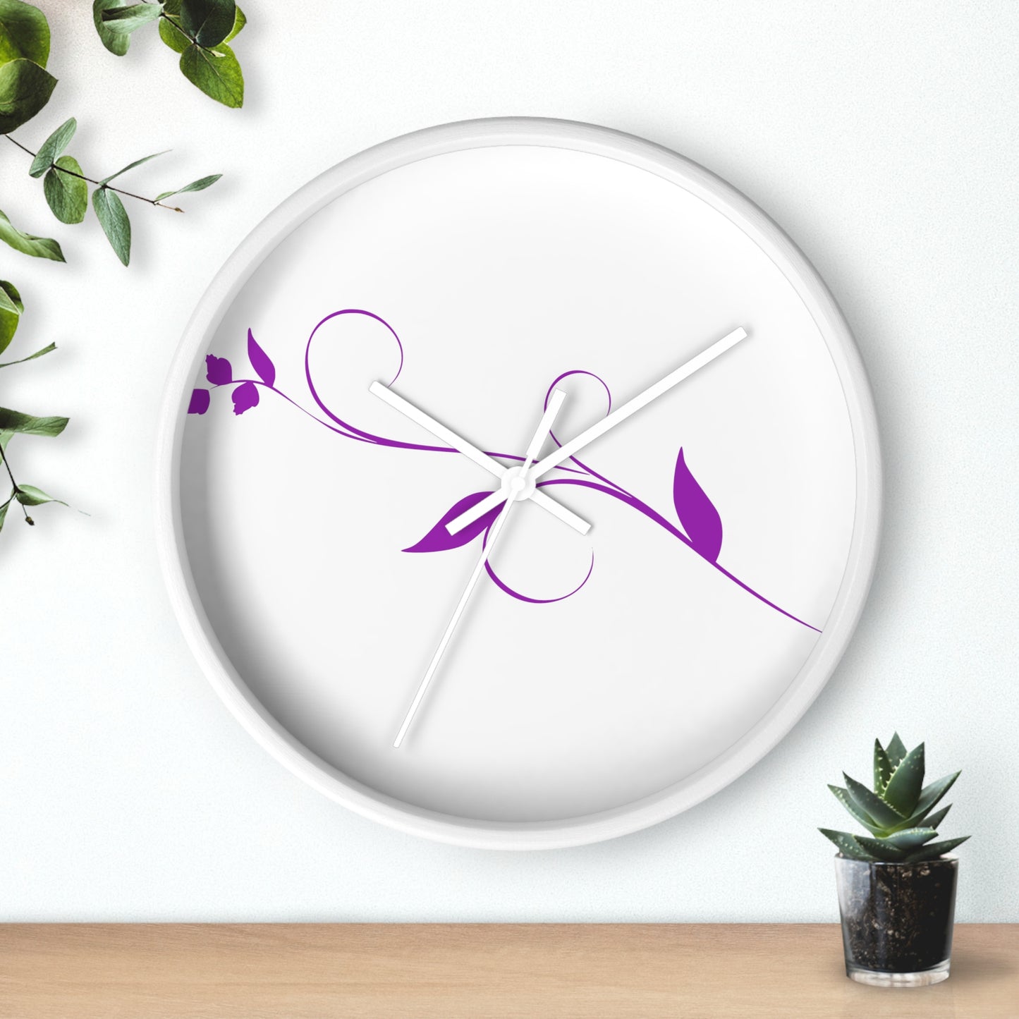 Violet  Leaf Wall clock