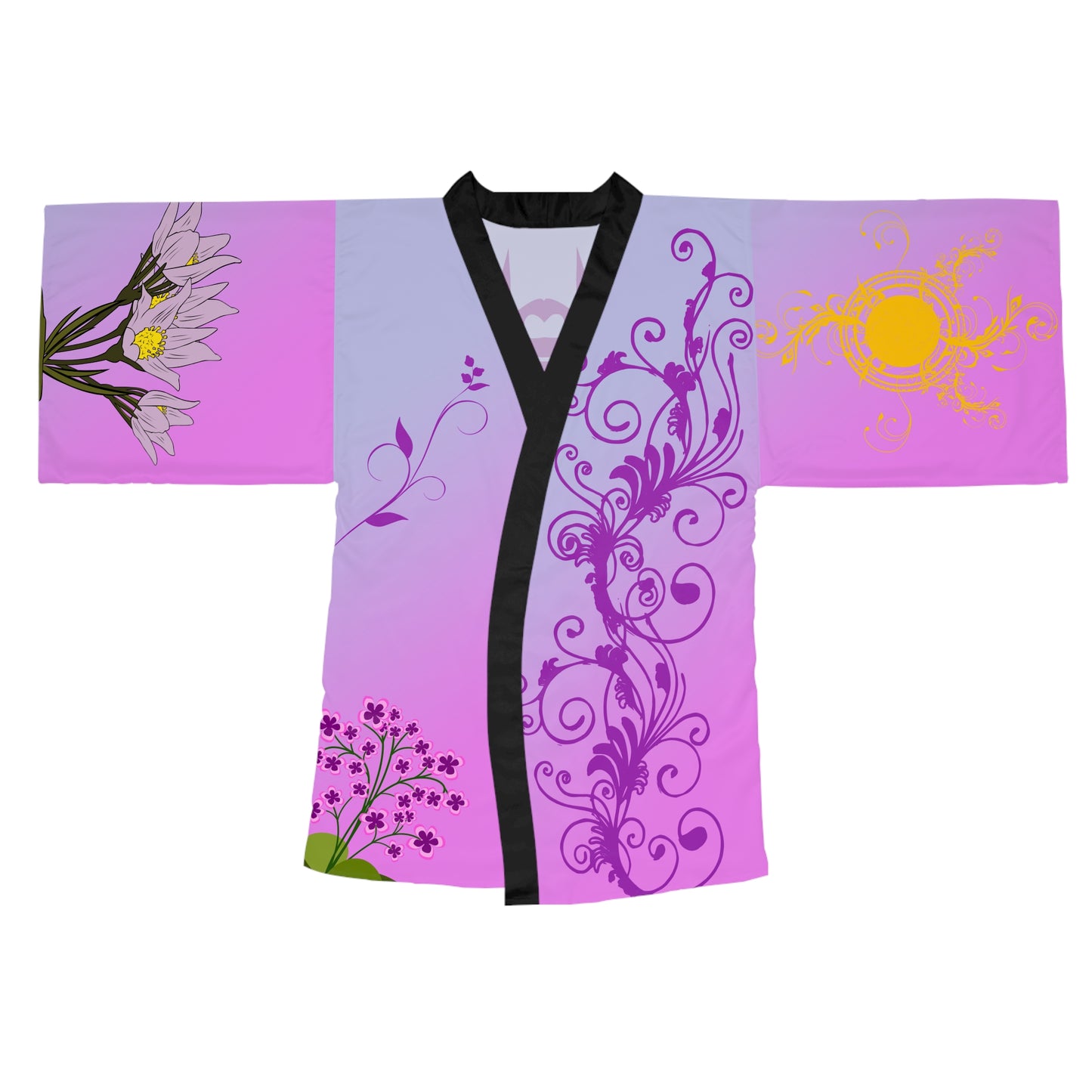 Purple Pedal Long Sleeve Kimono Robe