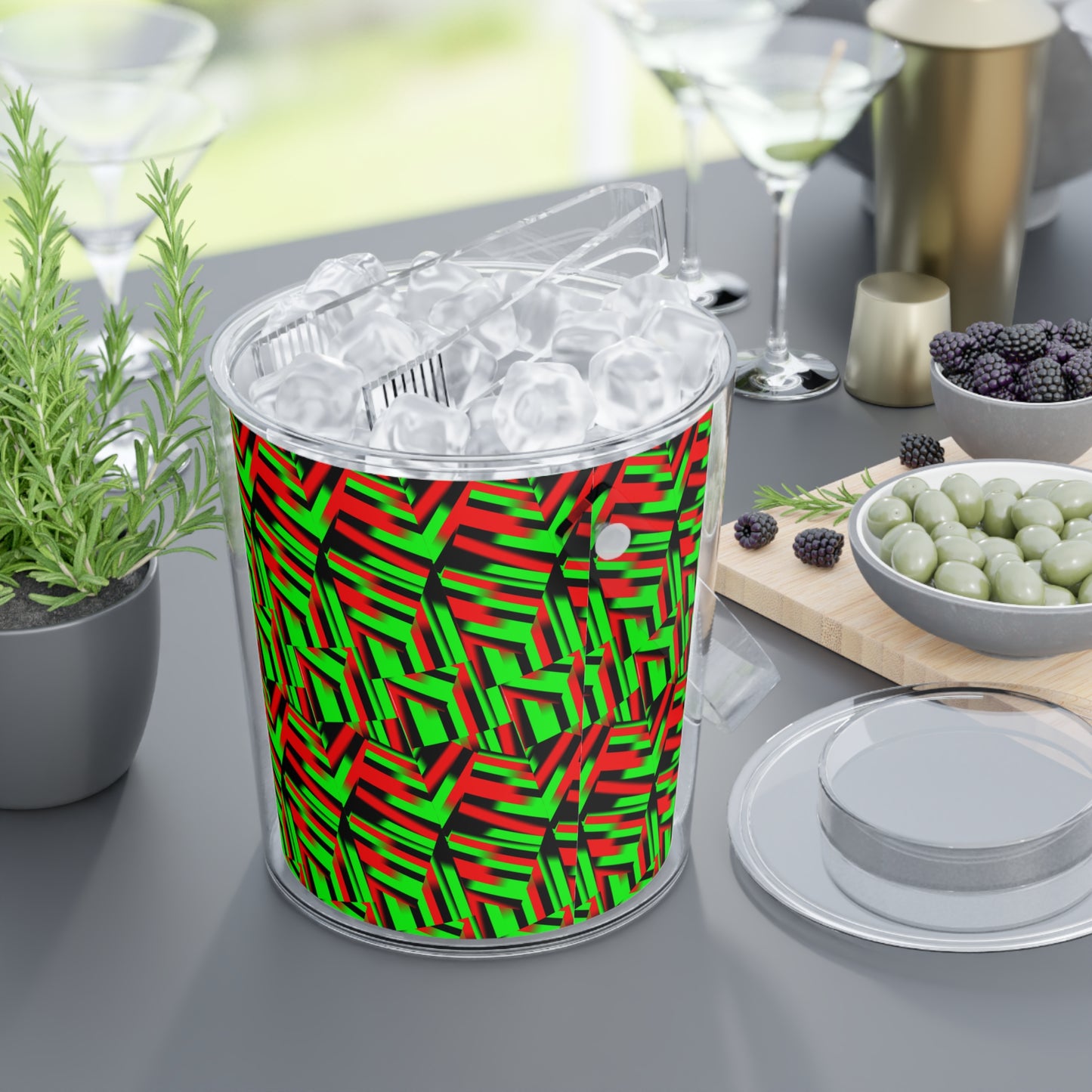 Afro Strips Ice Bucket with Tongs