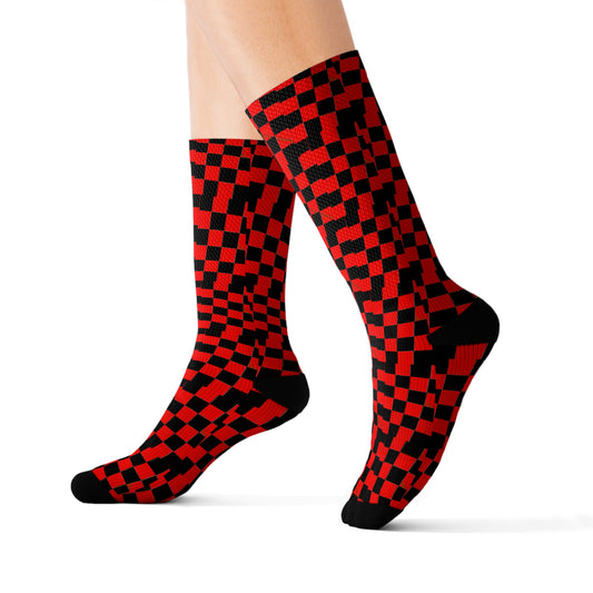 Red and Black Checkered Background  Sublimation Socks