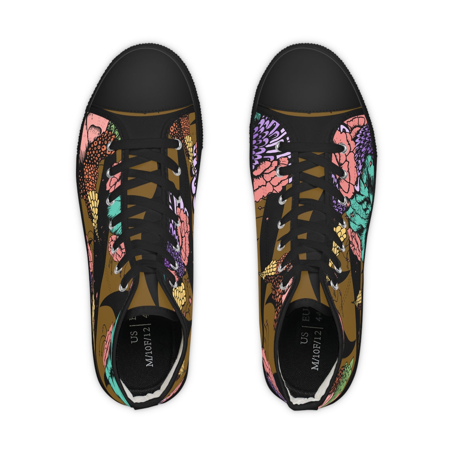 Black Snail Floral Men's High Top Sneakers