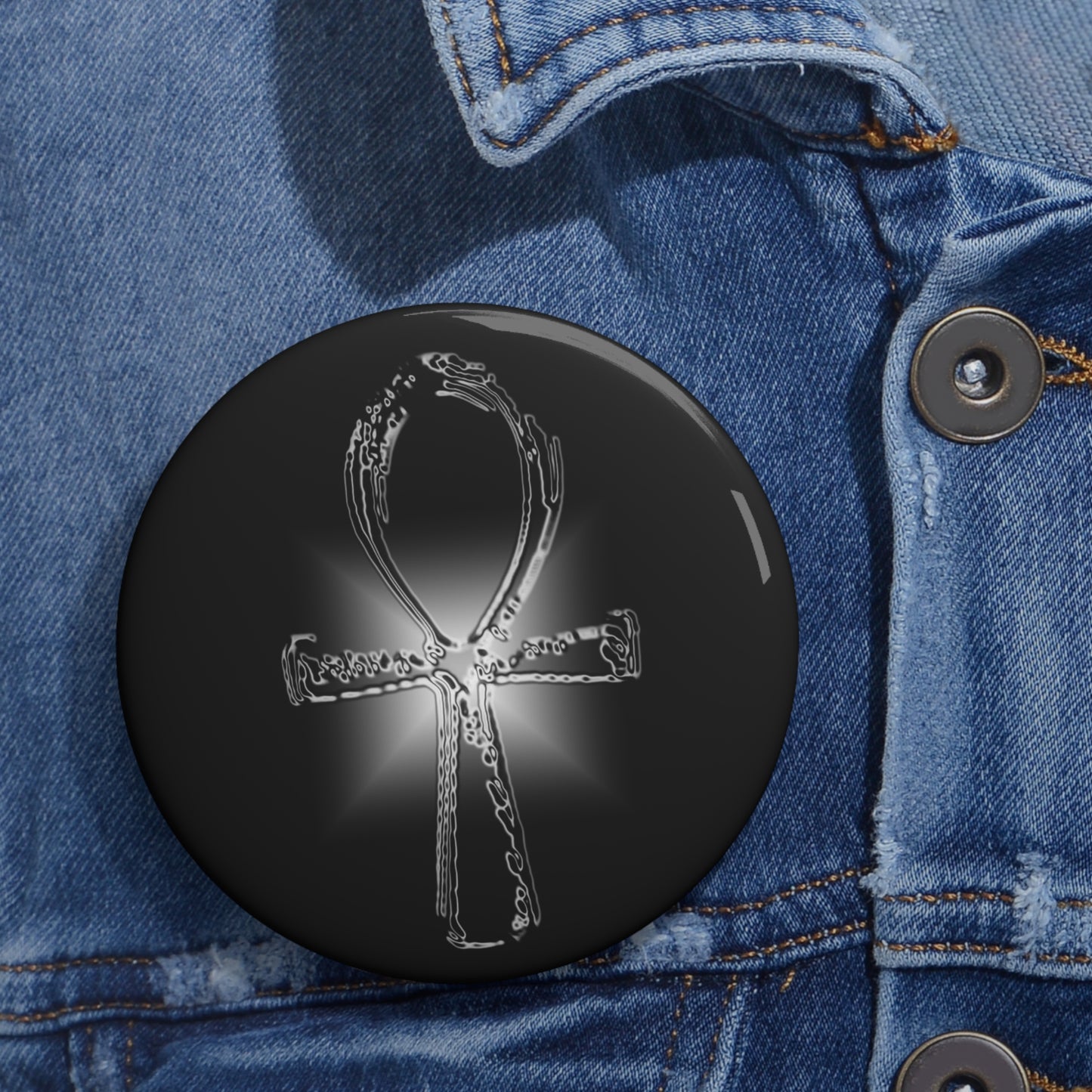 Glass ANKH Pin Buttons