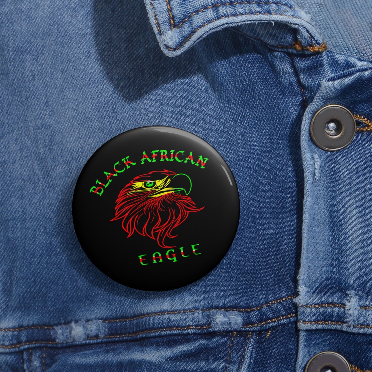 Black African Eagle Pin Buttons