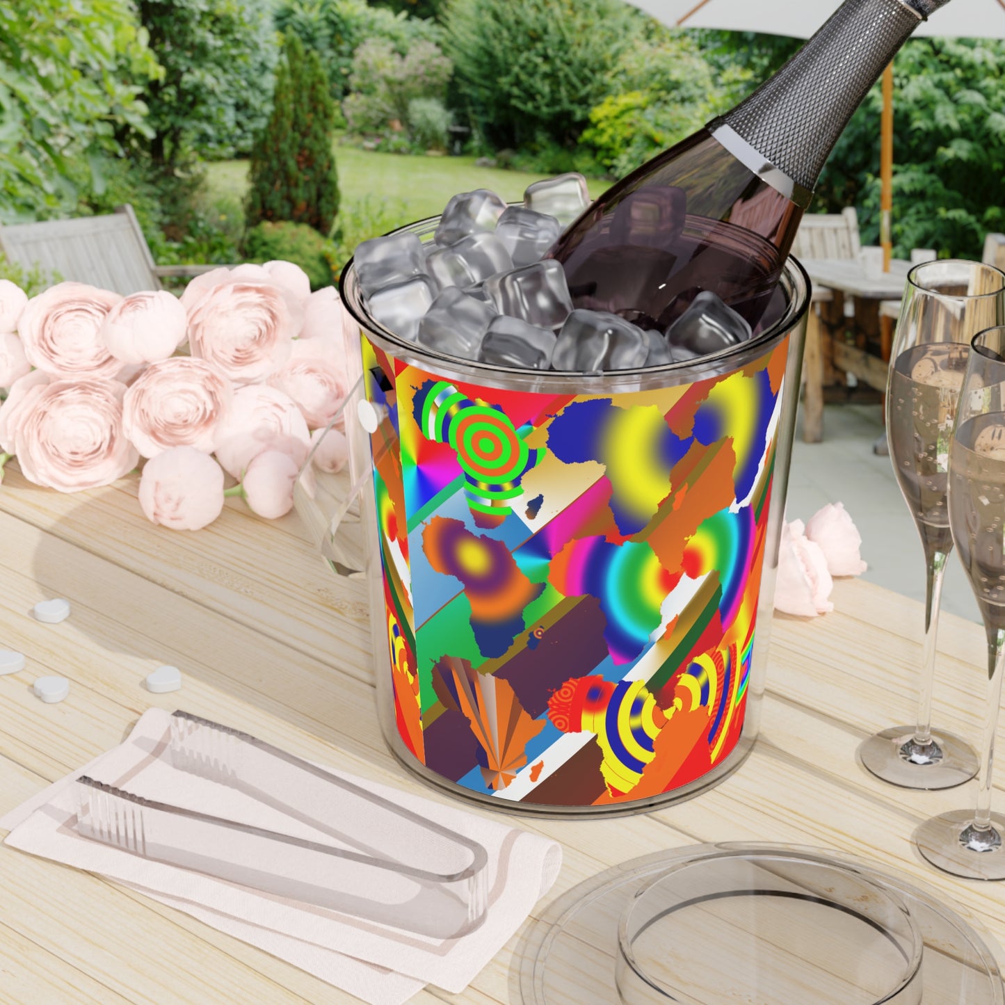 9 Africa's Collage  Ice Bucket with Tongs