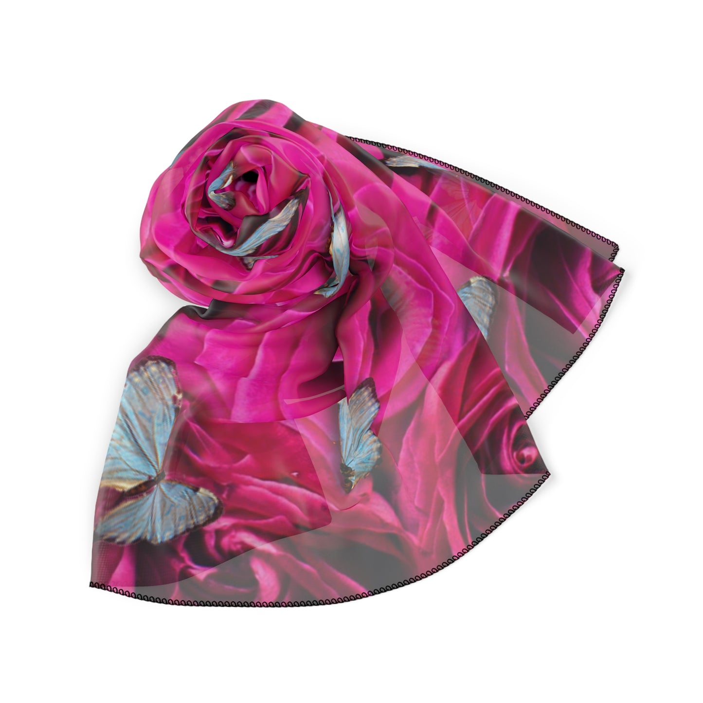 Butterflies on Rose Poly Scarf