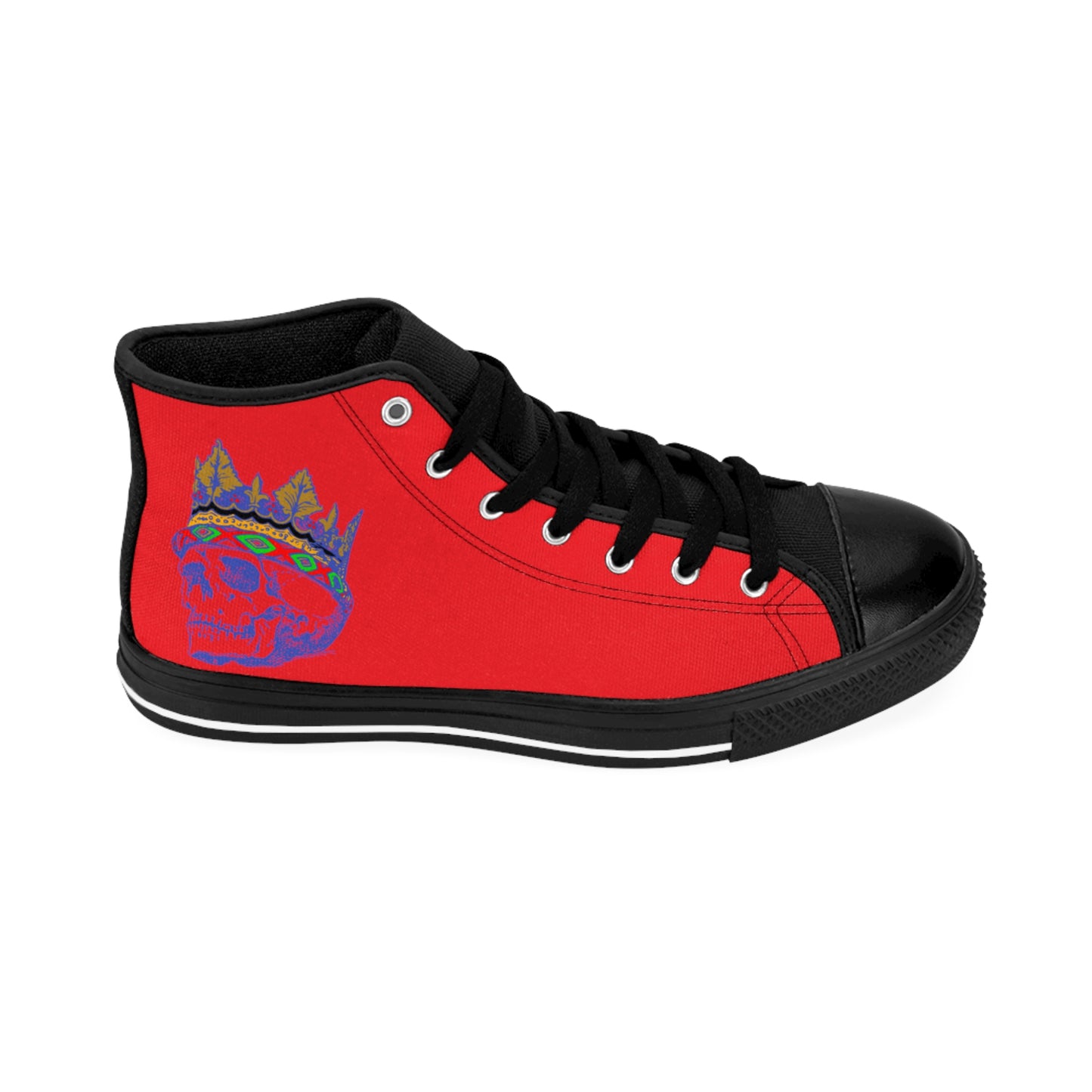 QUEEN  SKULL On Red Women's Classic Sneakers