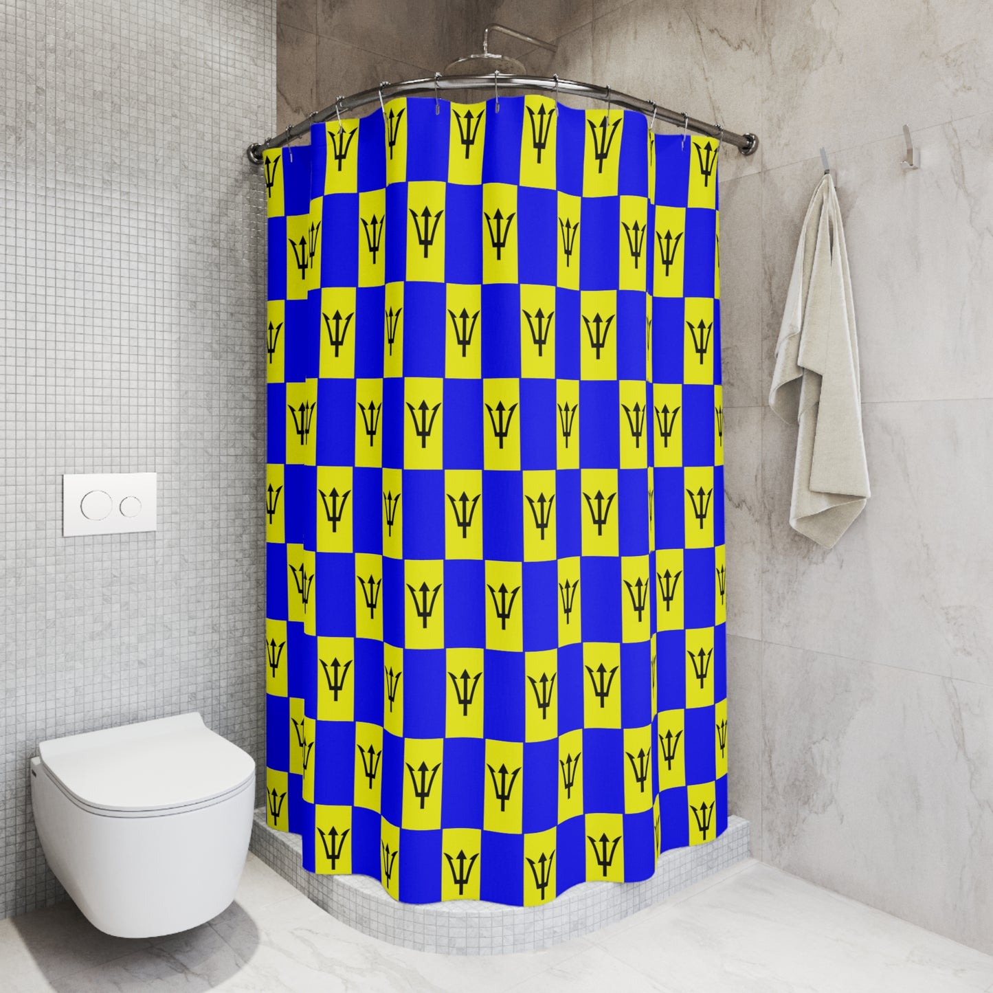 Barbados Flag Polyester Shower Curtain