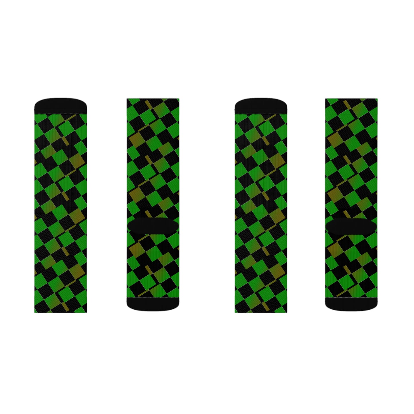 Checker Brd Green & Gold     Sublimation Socks