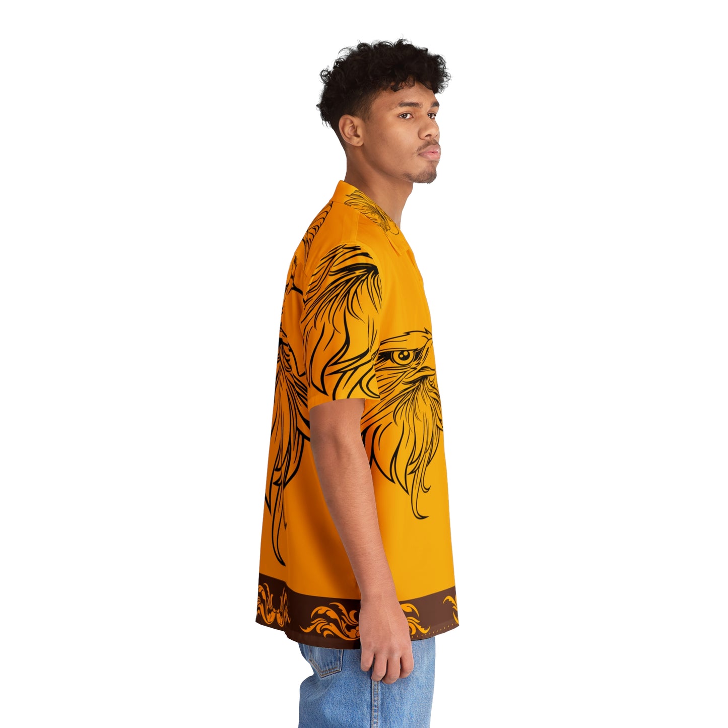 Black African  Eagle on Gold  Men's Hawaiian Shirt