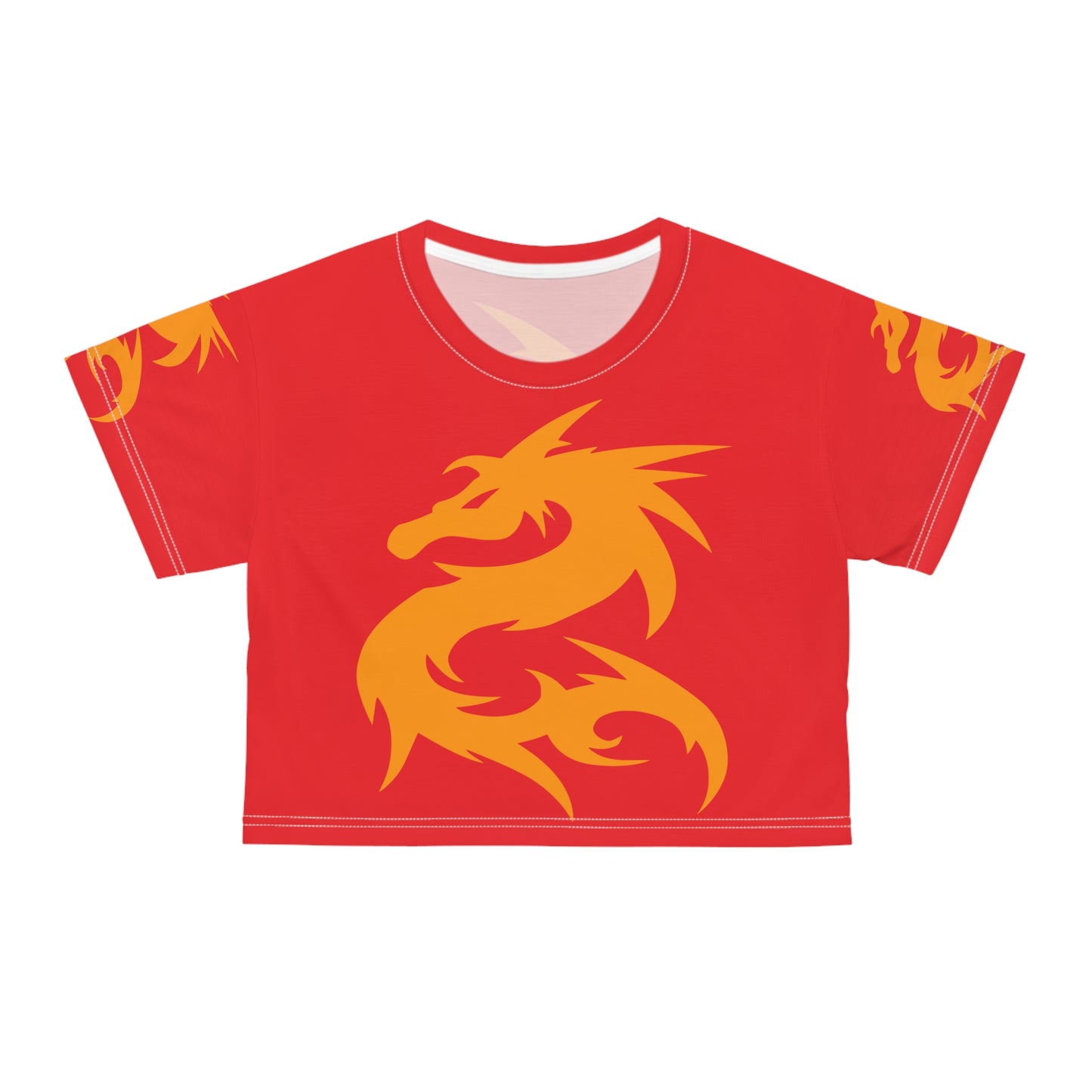 Golden Dragon on Red Crop Tee