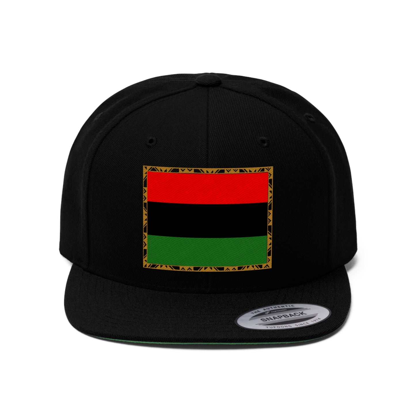 African Diaspora Flag in Gold (EMBROIDERED)  Unisex Flat Bill Hat