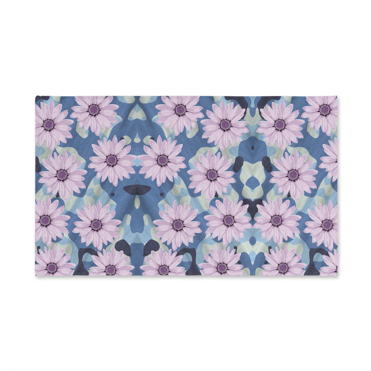 BLUE CAMO W Purple Flowers Hand Towel