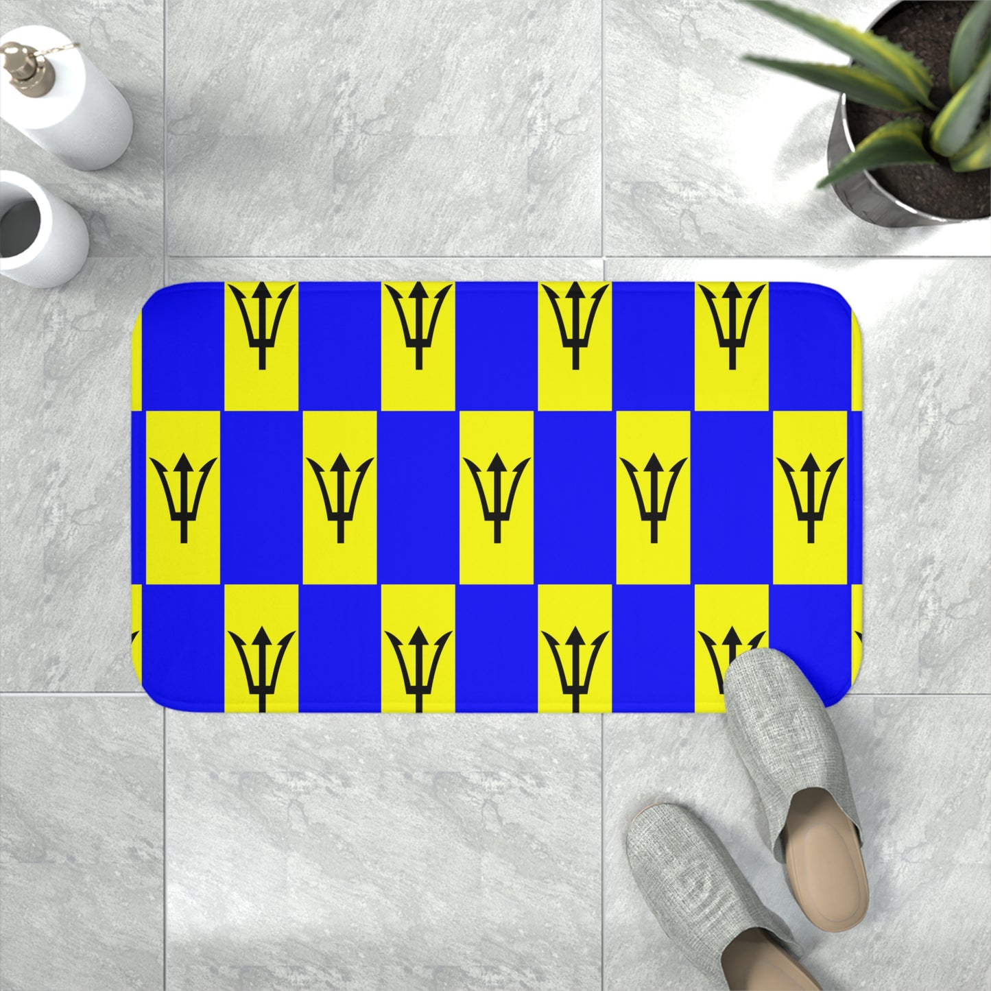 Barbados Flag Memory Foam Bath Mat