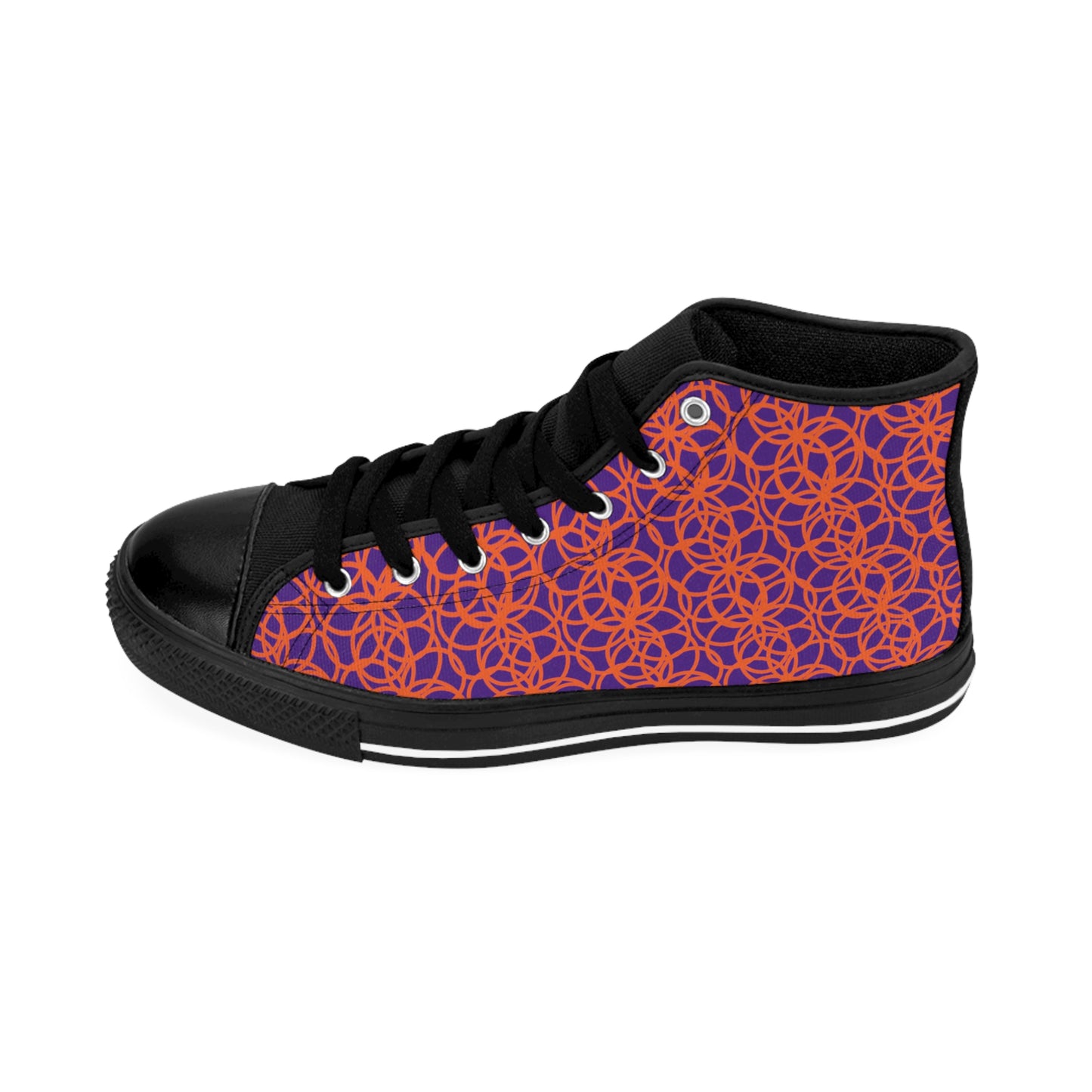 Orange Bubbles  On Purple Women's Classic Sneakers