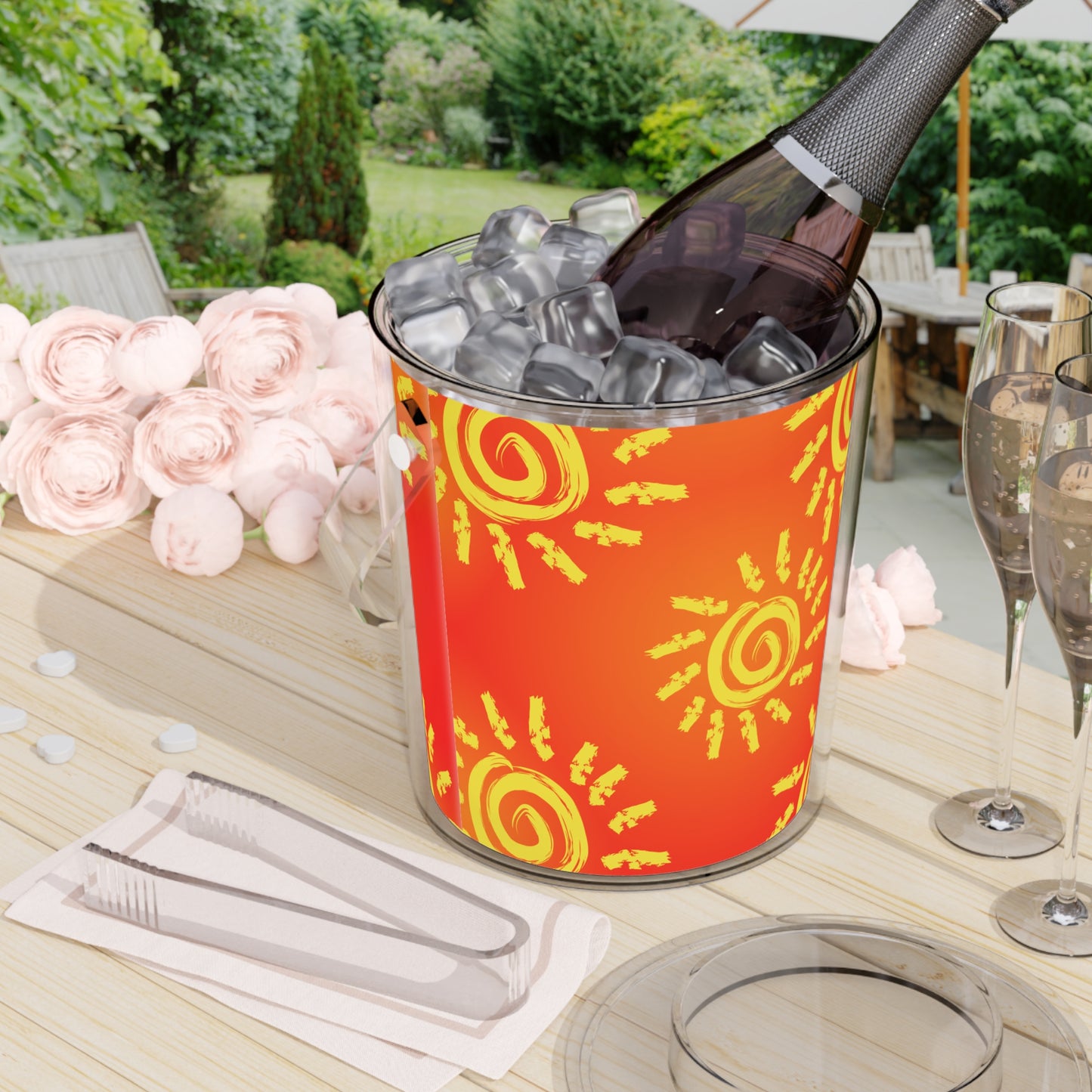 Sun Shine Ice Bucket with Tongs