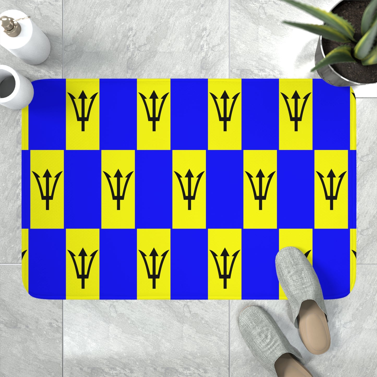 Barbados Flag Memory Foam Bath Mat