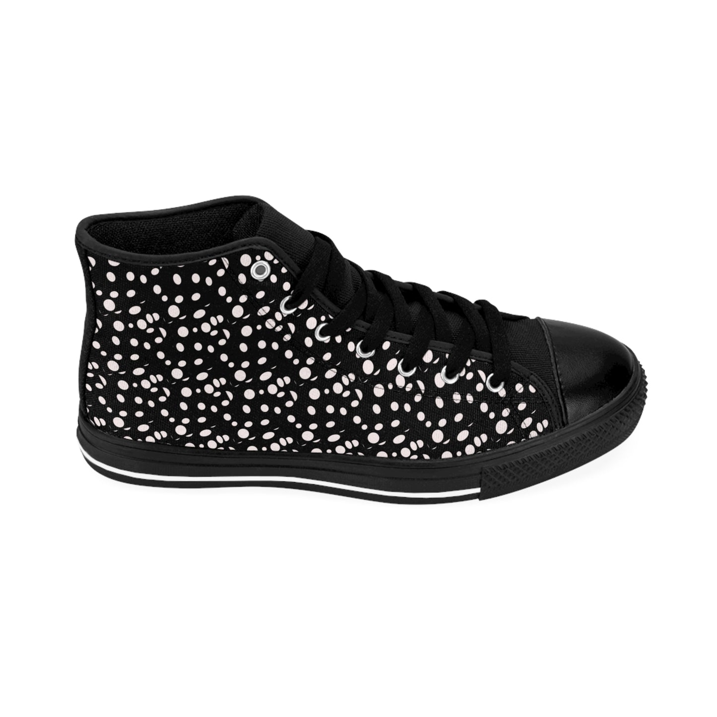 Small White Dots on Black Women's Classic Sneakers