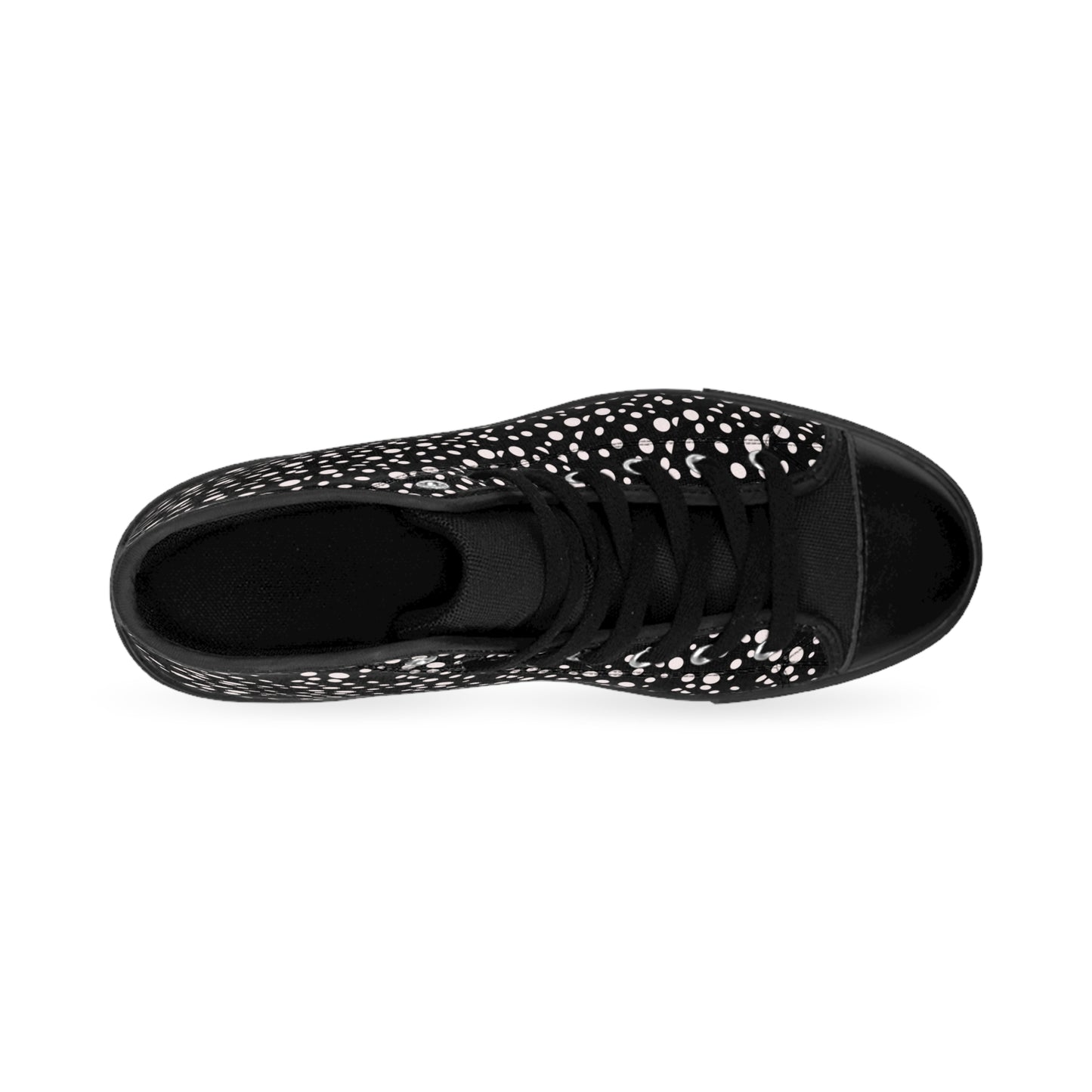 Small White Dots on Black Women's Classic Sneakers