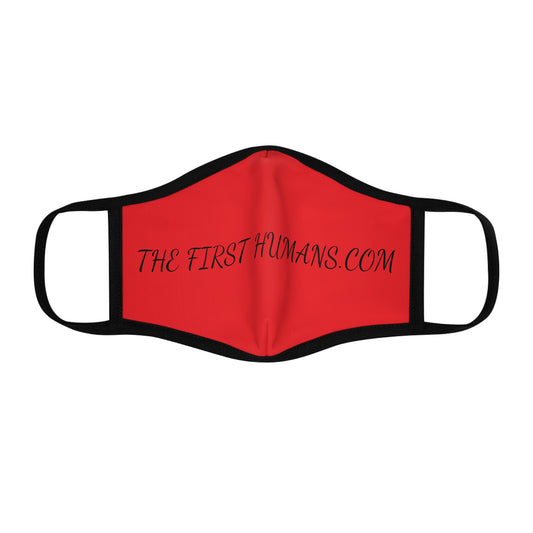 The First Humans.com on Red Fitted Polyester Face Mask