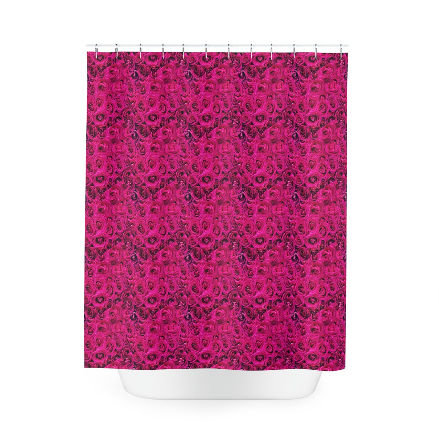 Pink-roses Polyester Shower Curtain