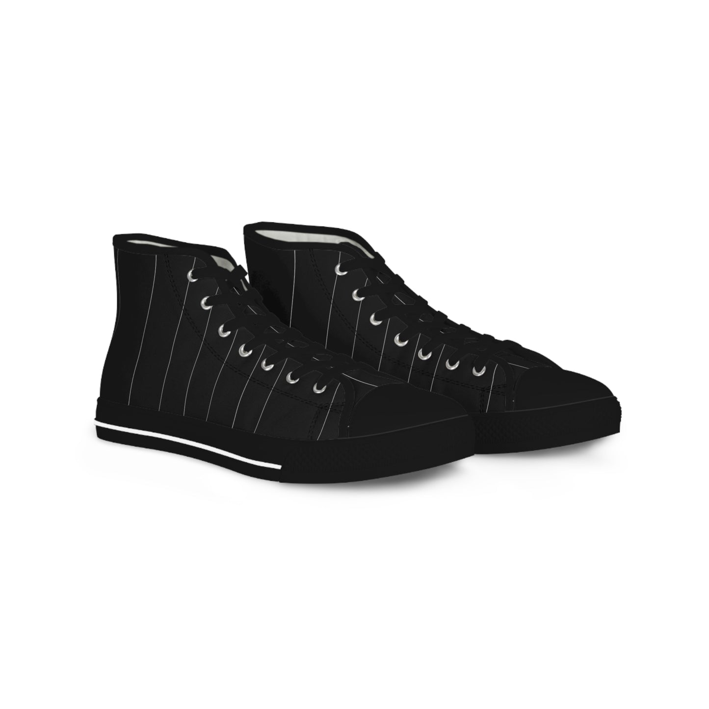 Black Pin Striped Men's High Top Sneakers