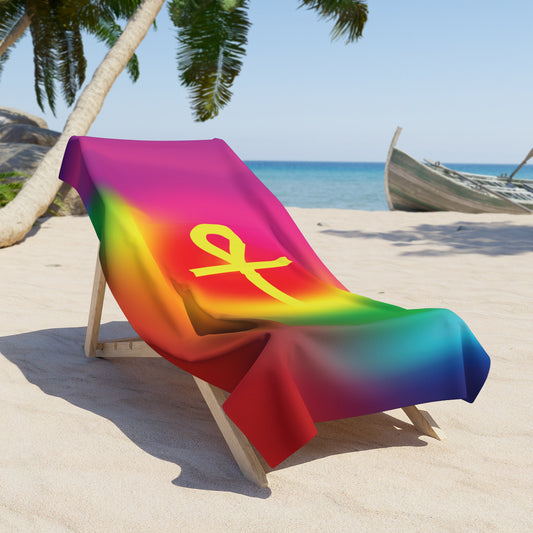 Gold Ankh in Rainbow Beach Towel