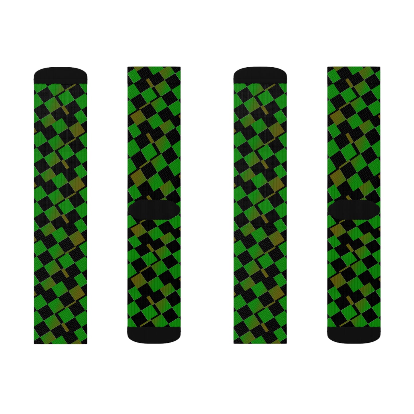 Checker Brd Green & Gold     Sublimation Socks