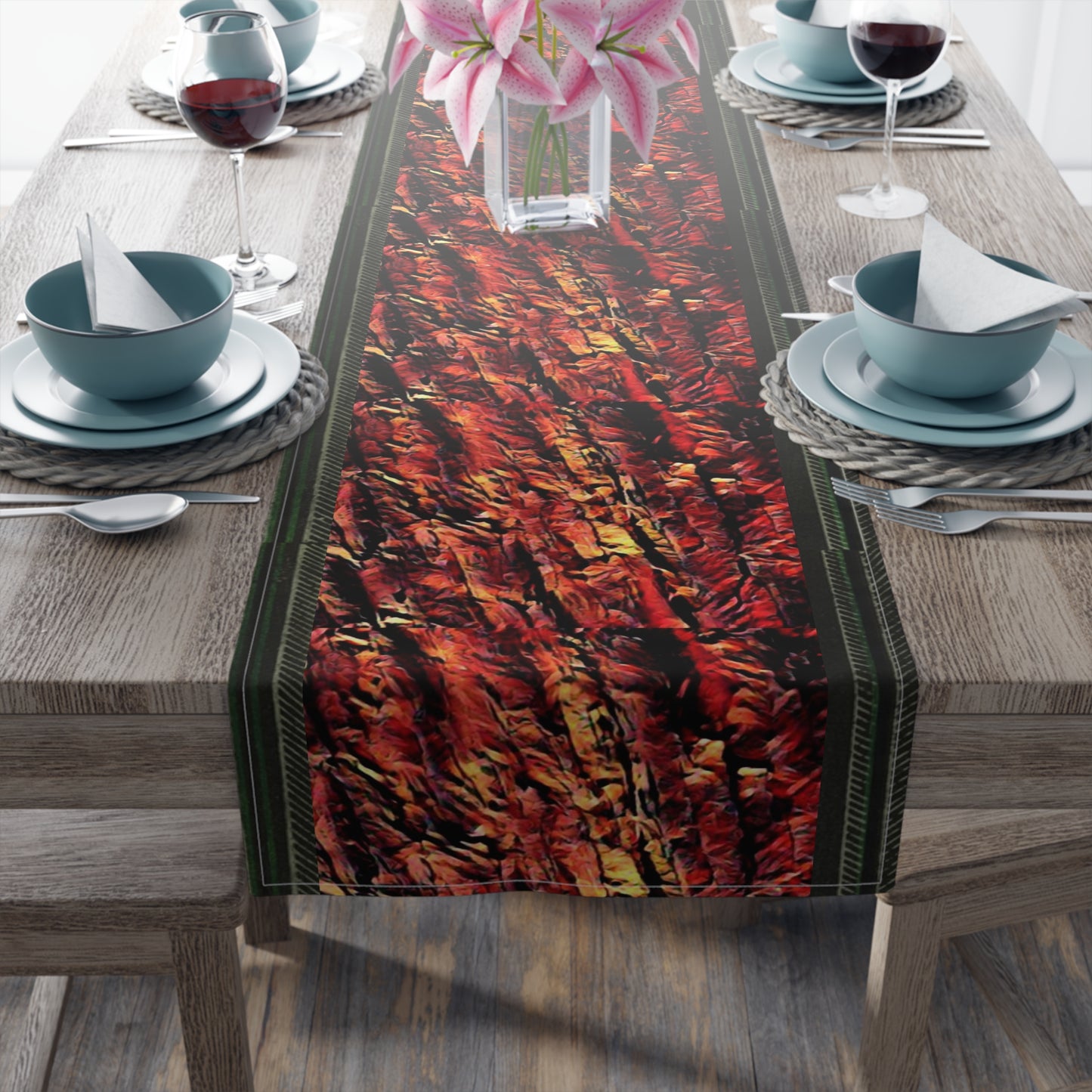 Red Wood Table Runner (Cotton, Poly)