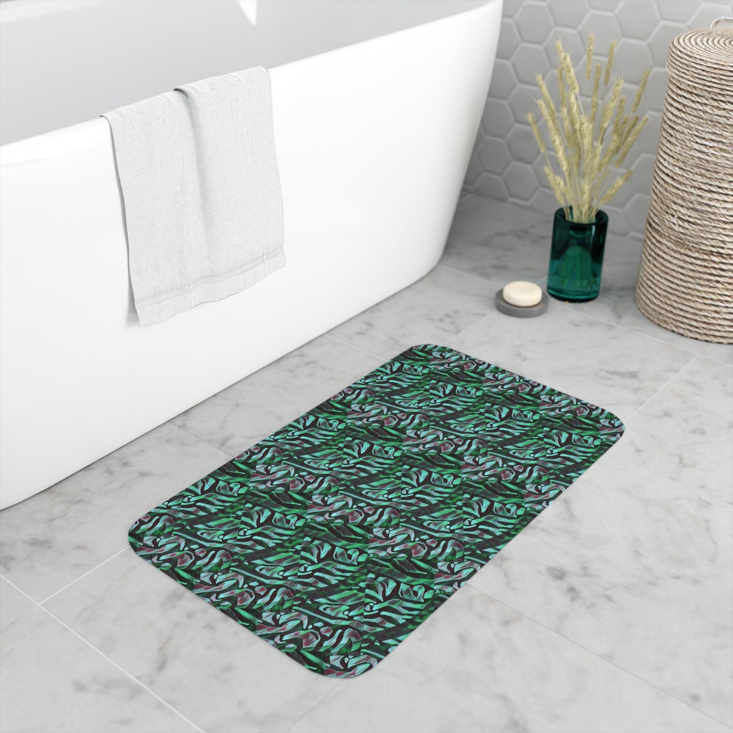 Mint Black Memory Foam Bath Mat