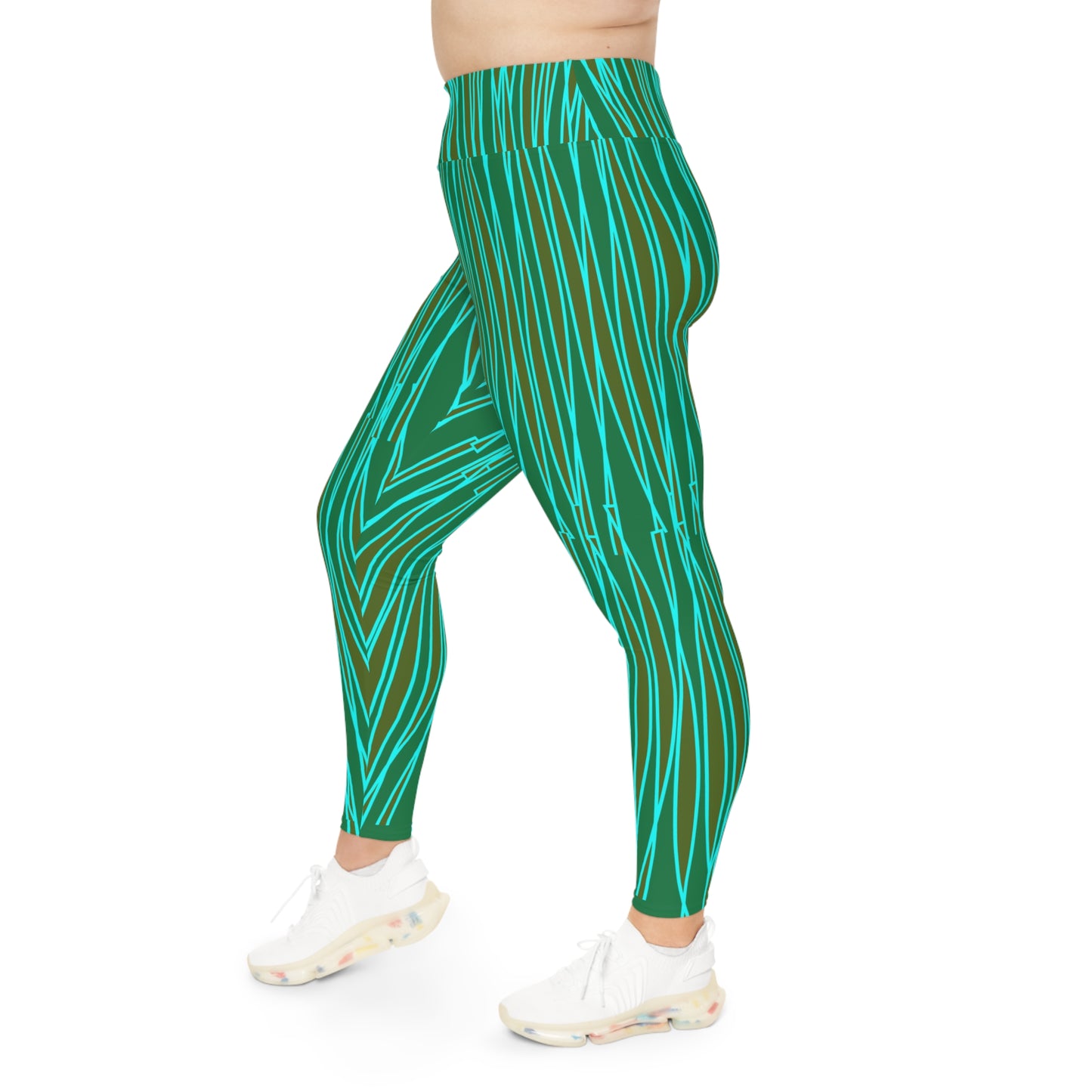 Light Ribbons [Green] Plus Size Leggings