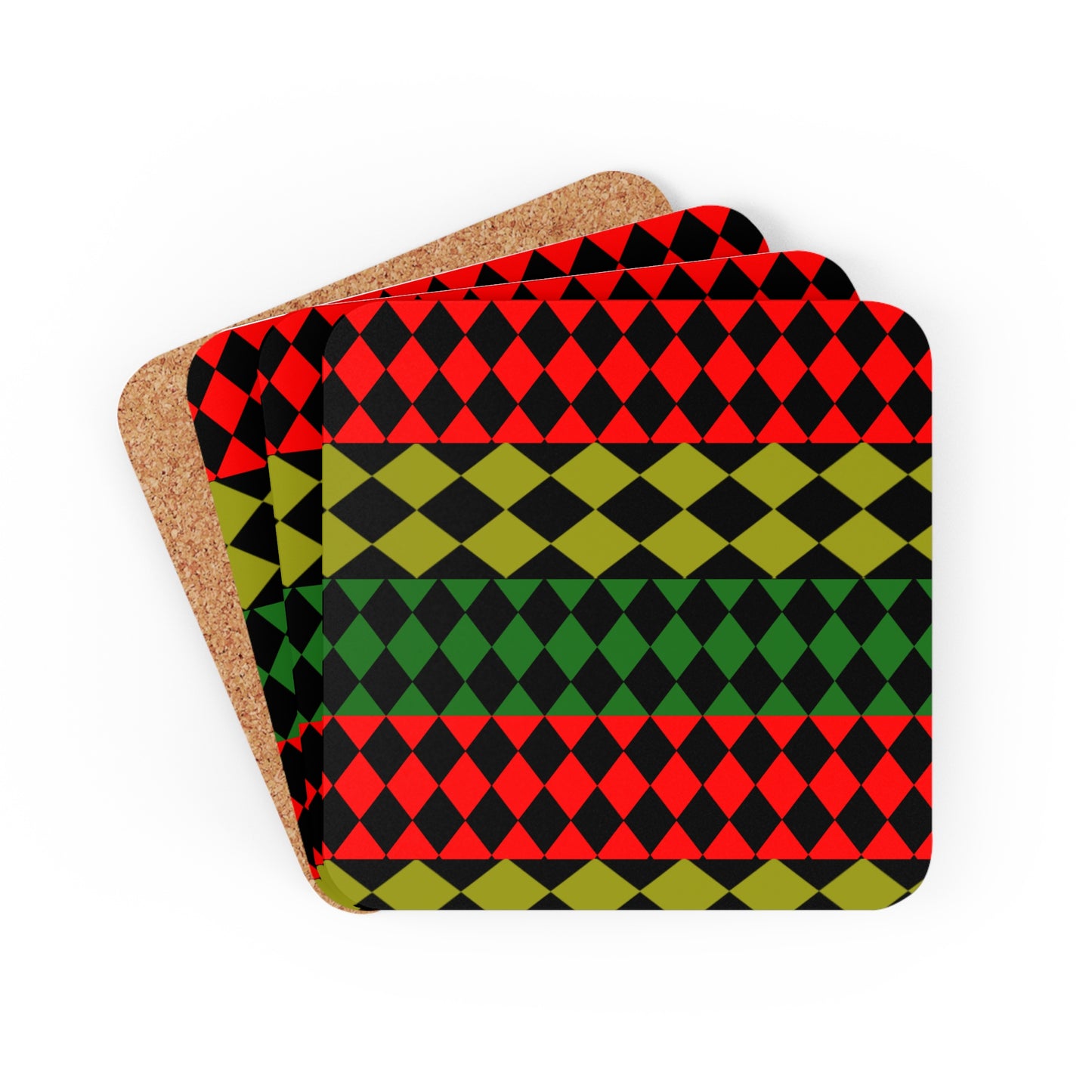 Pan African Flag  Corkwood Coaster Set