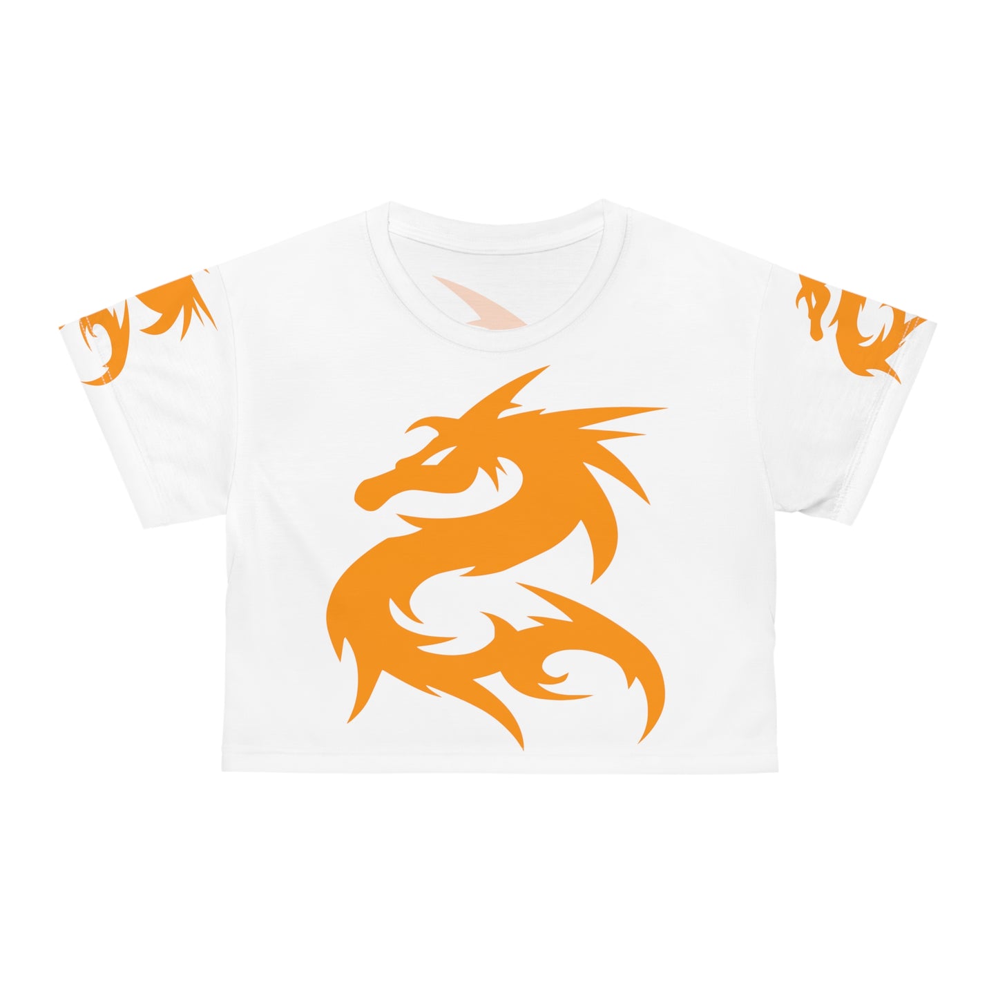 Golden Dragon On White Crop Tee