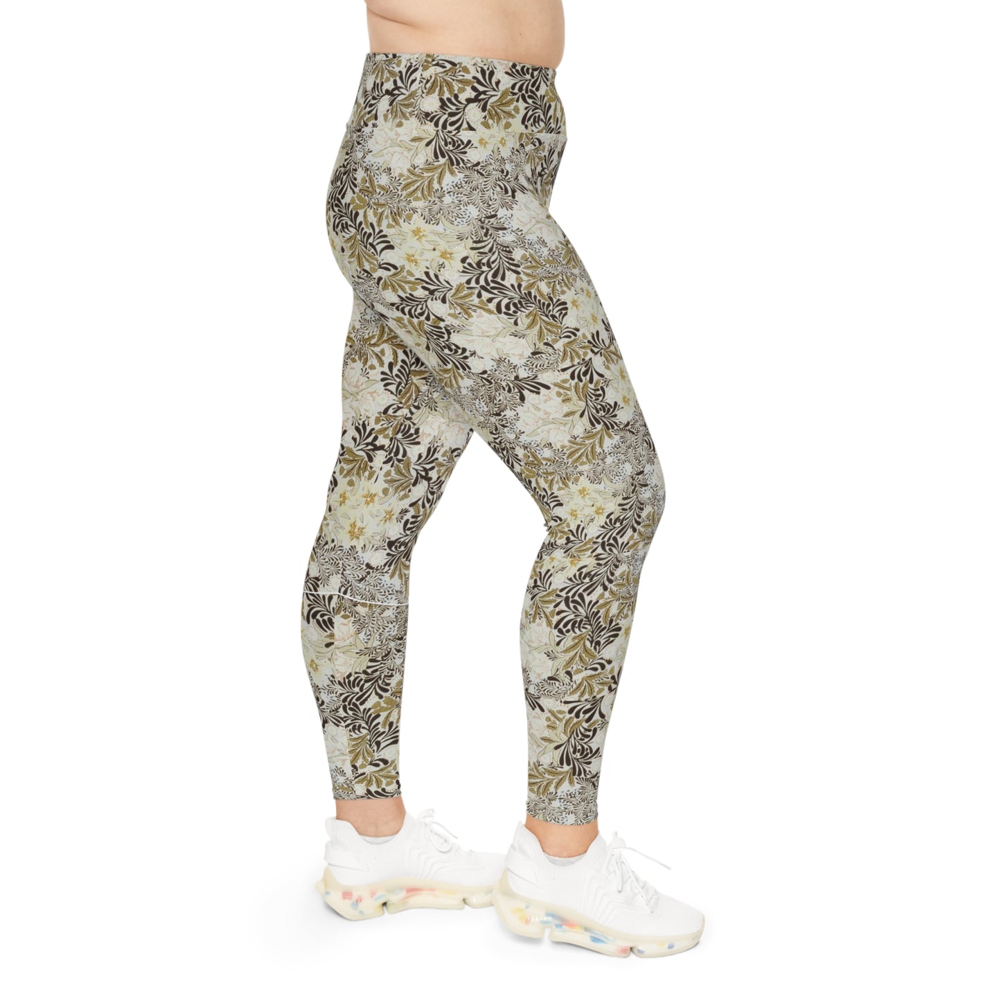 Black Tan Leaves Plus Size Leggings