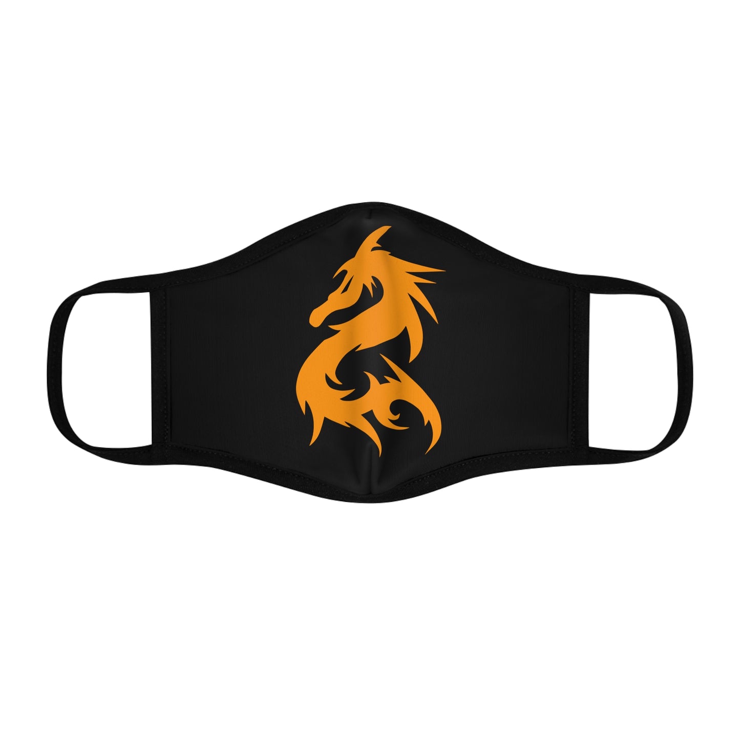 Gold Dragon On Black Fitted Polyester Face Mask