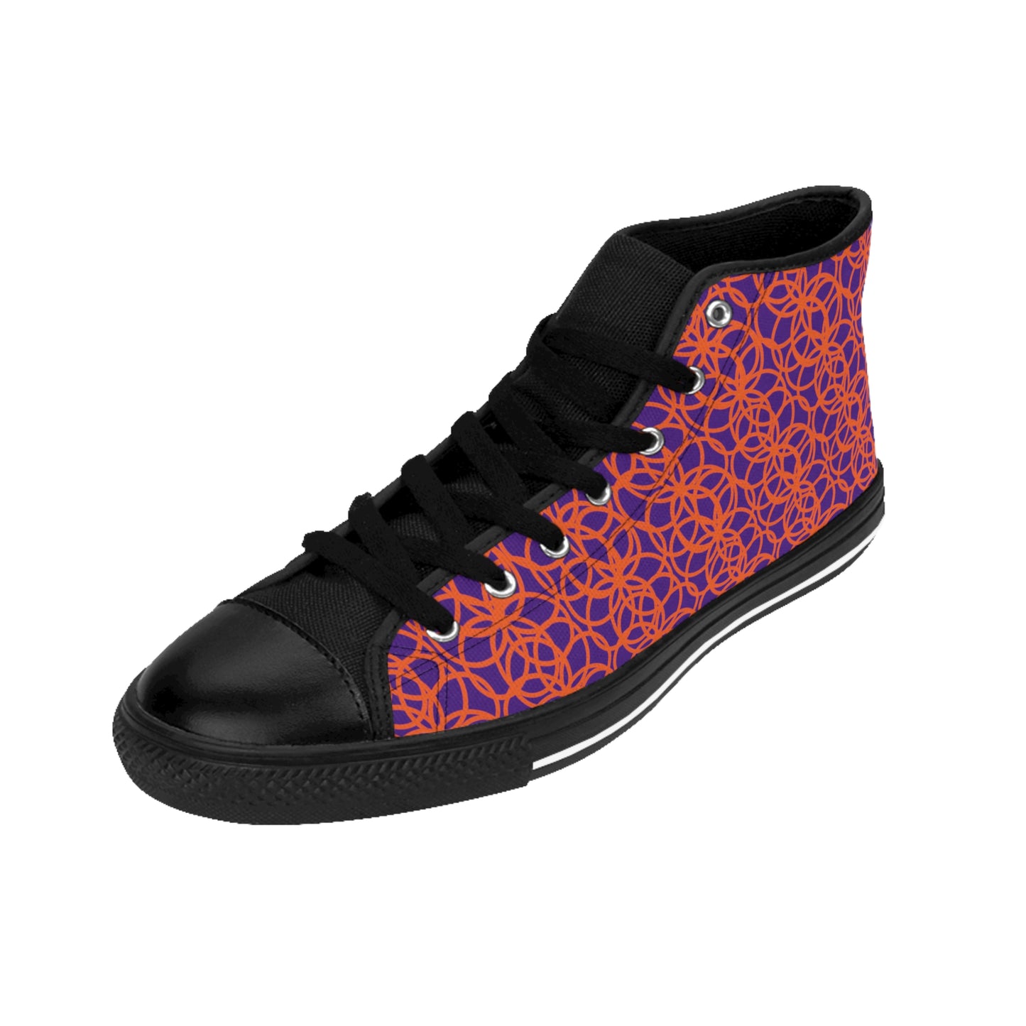 Orange Bubbles  On Purple Women's Classic Sneakers