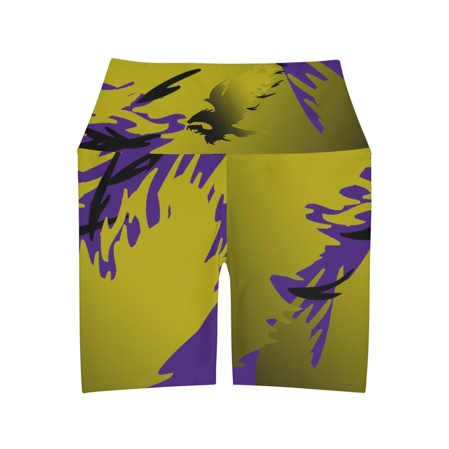 Golden Black  Raptor High Waisted Yoga Shorts (AOP)