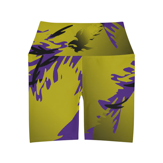 Golden Black  Raptor High Waisted Yoga Shorts (AOP)