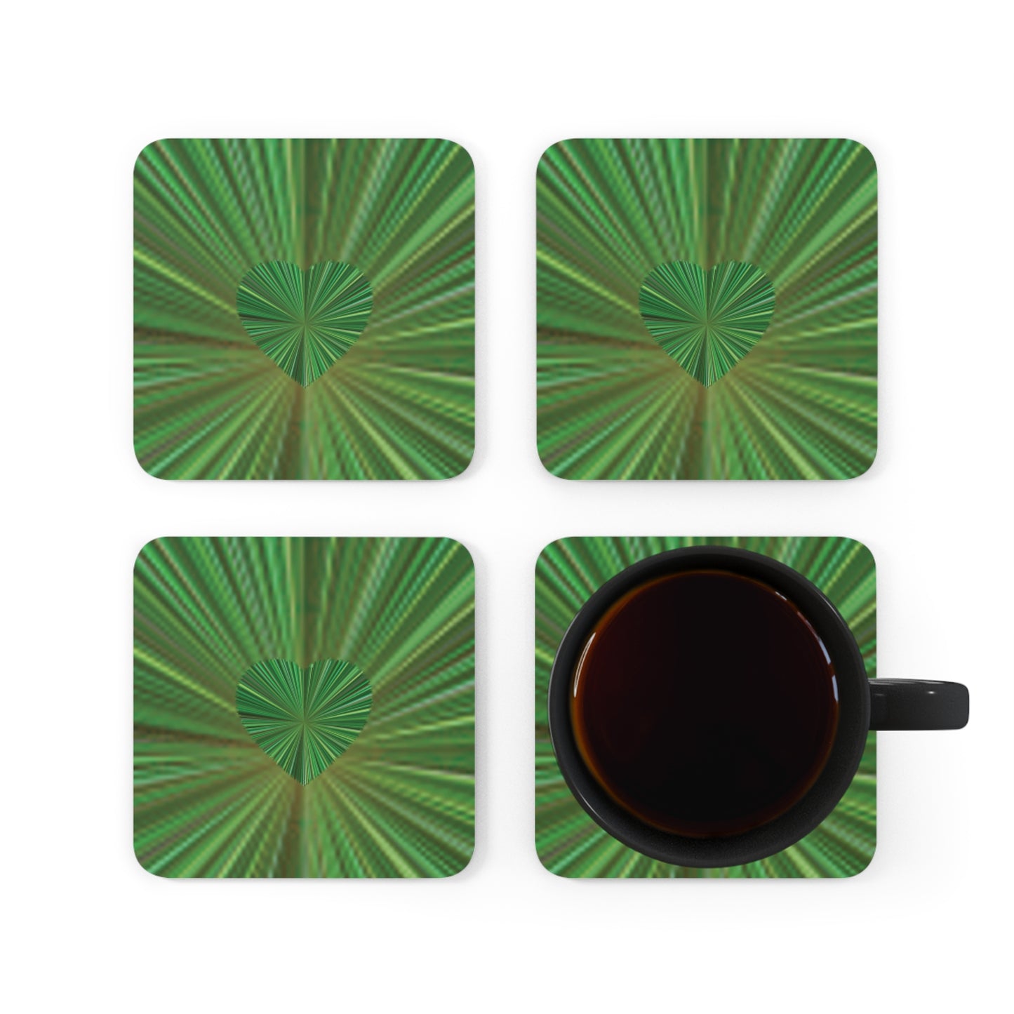 Heart Grass Animals Corkwood Coaster Set